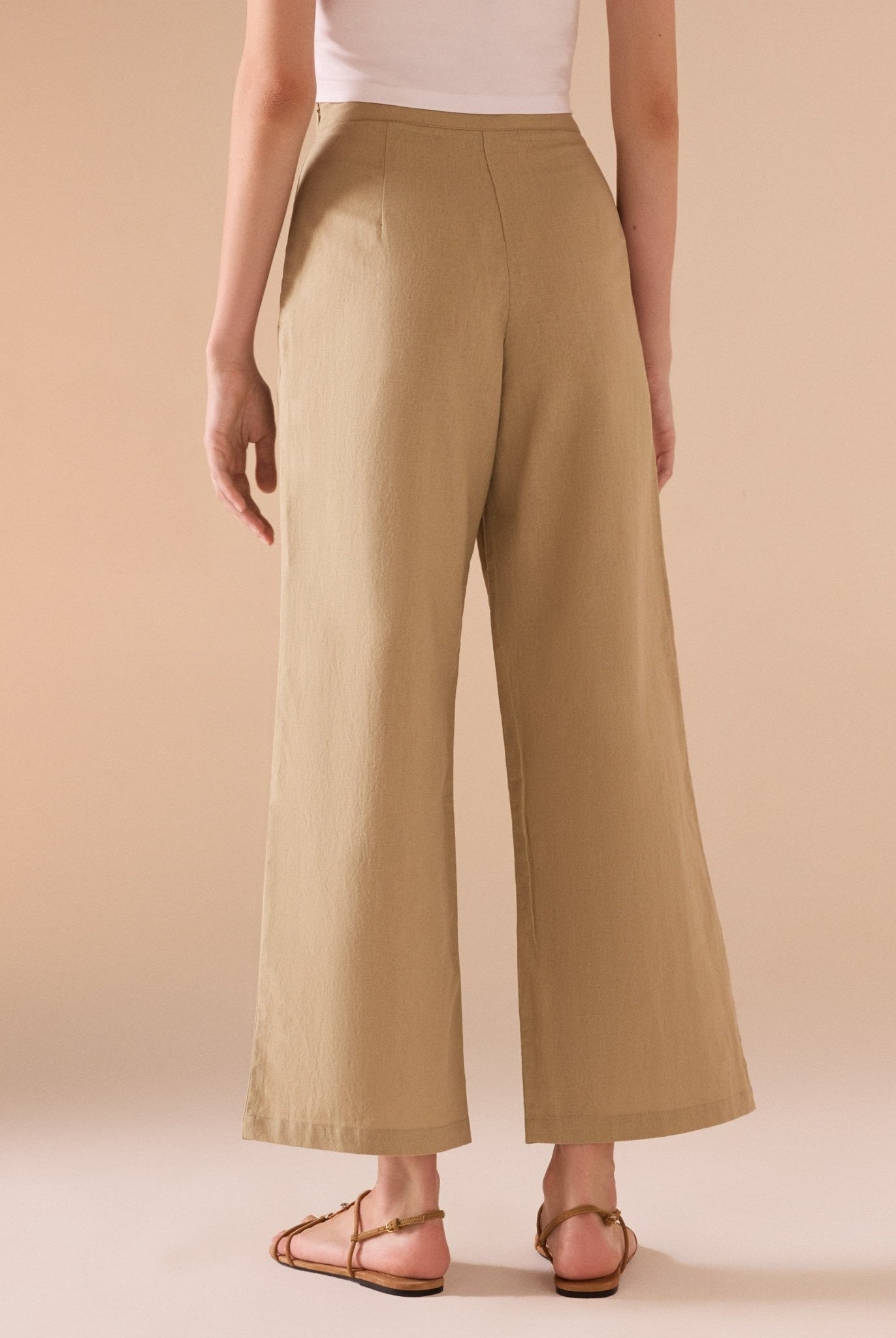 Khaki linen Pant - shopaleena