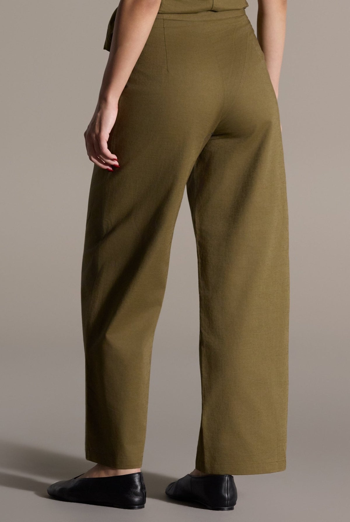 Khaki Linen Straight Leg Trouser - shopaleena