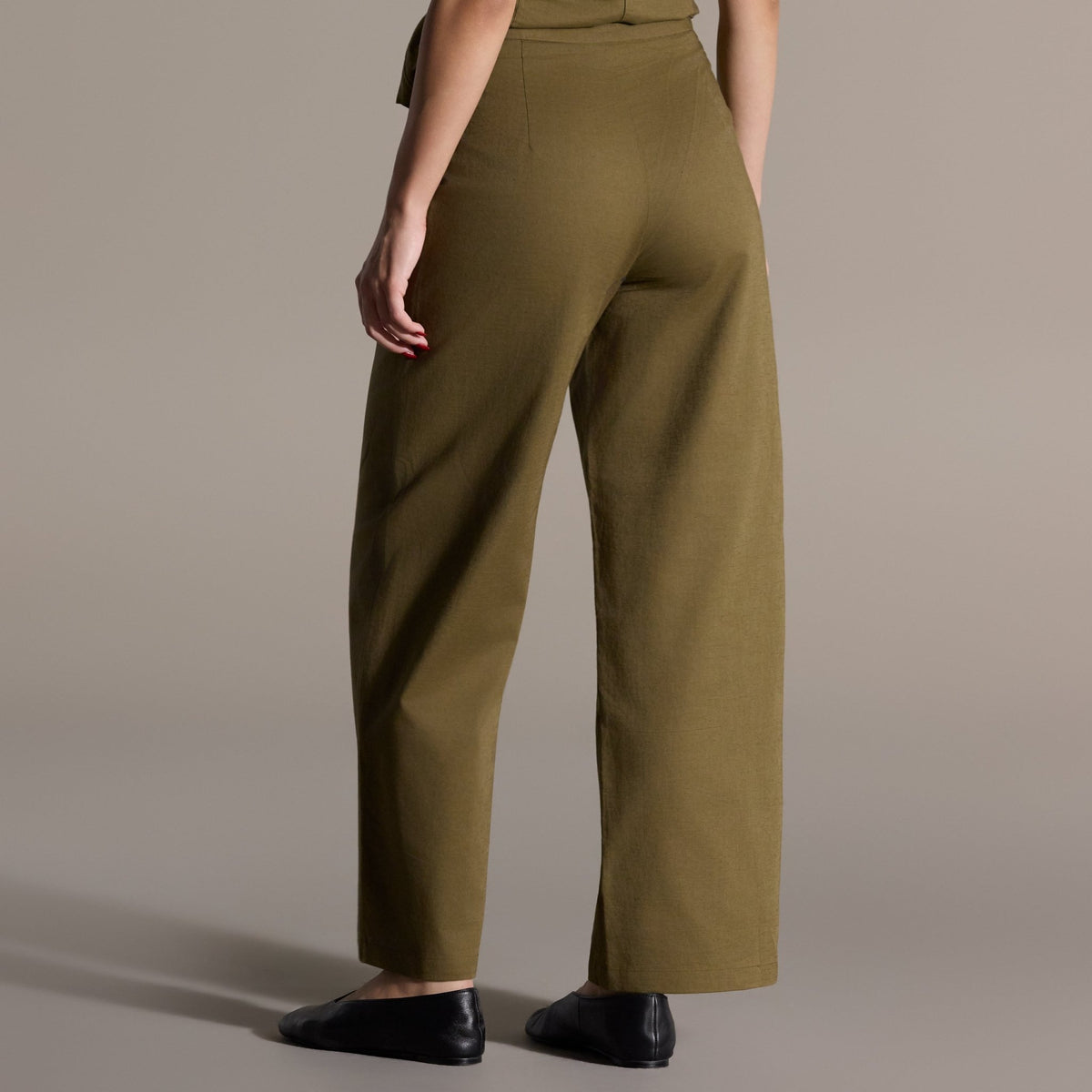 Khaki Linen Straight Leg Trouser - shopaleena