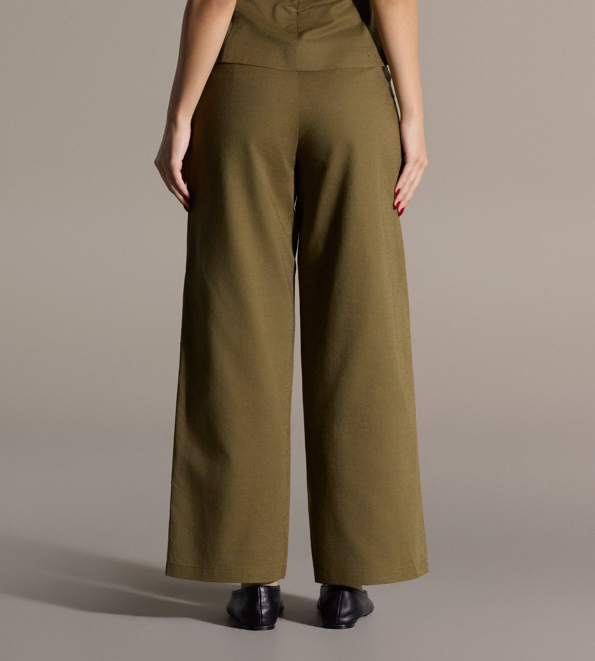 Khaki Linen Straight Leg Trouser - shopaleena