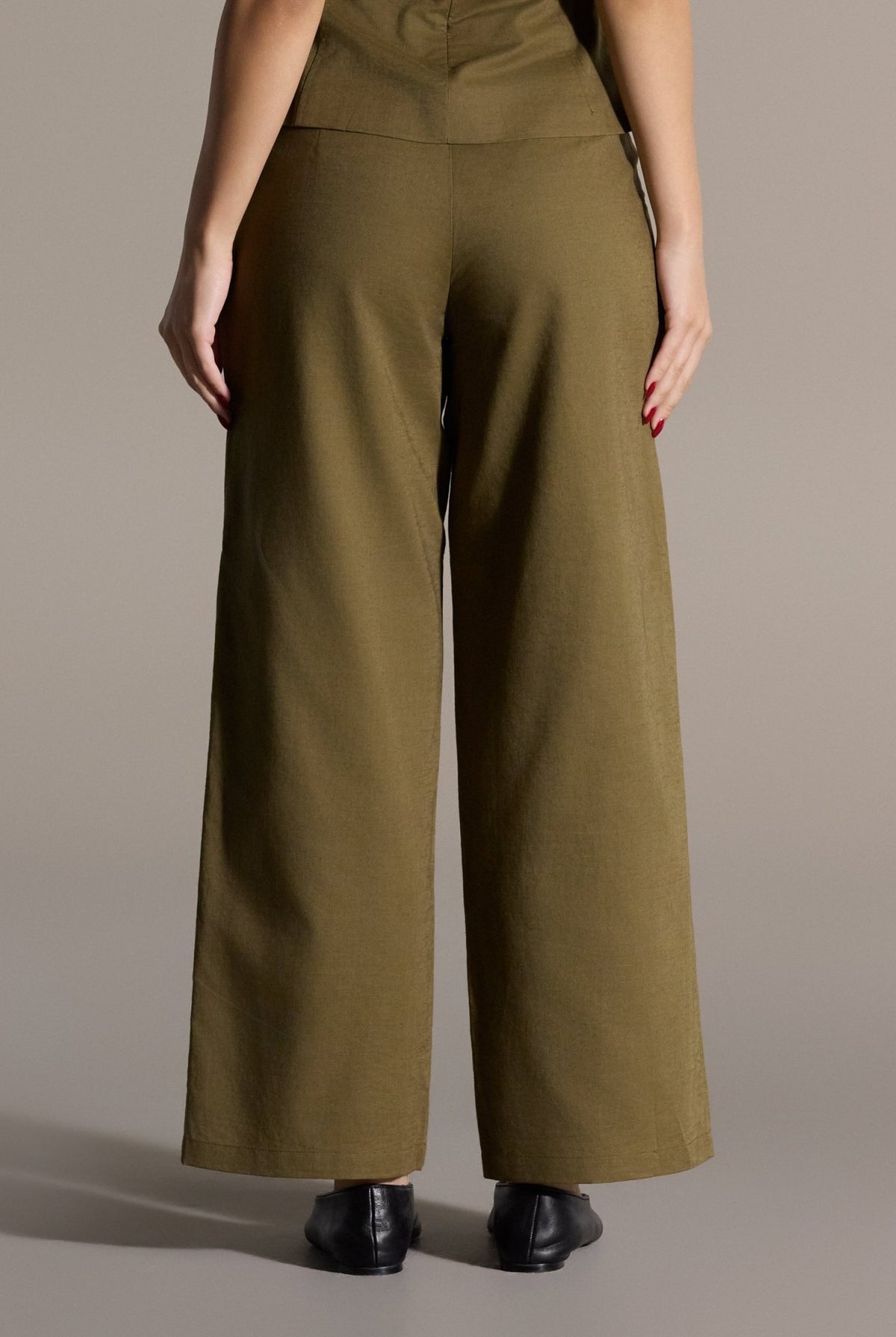 Khaki Linen Straight Leg Trouser - shopaleena