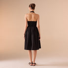 Knee - length Sleeveless Dress with a Short Turtleneck in Cotton - shopaleena