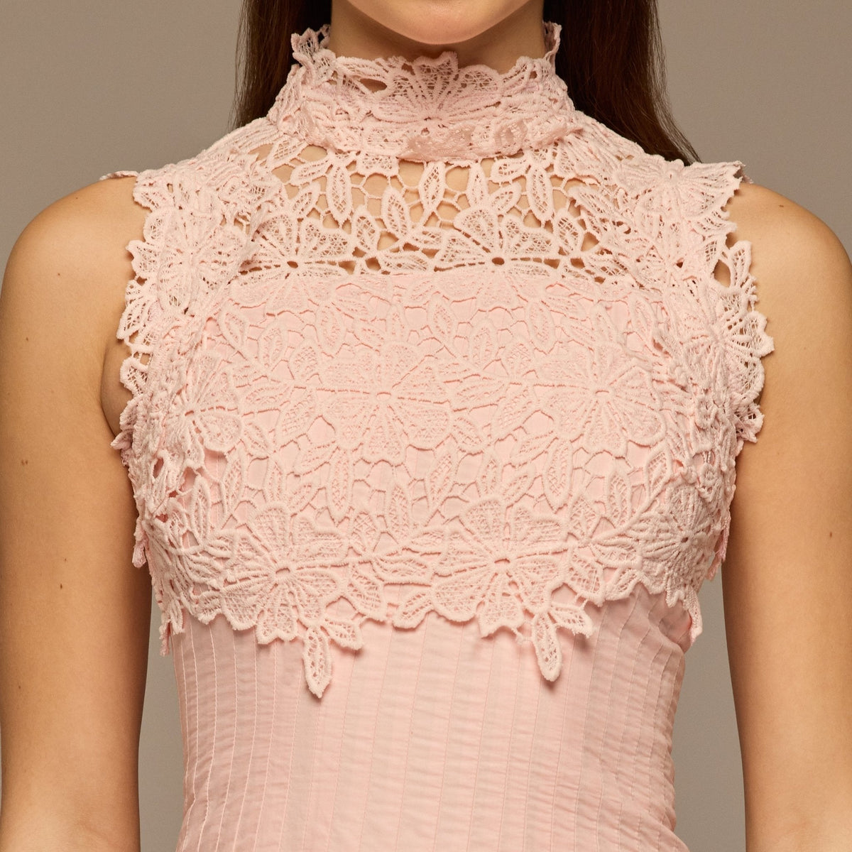Lace-Paneled Cotton Midi Dress - shopaleena