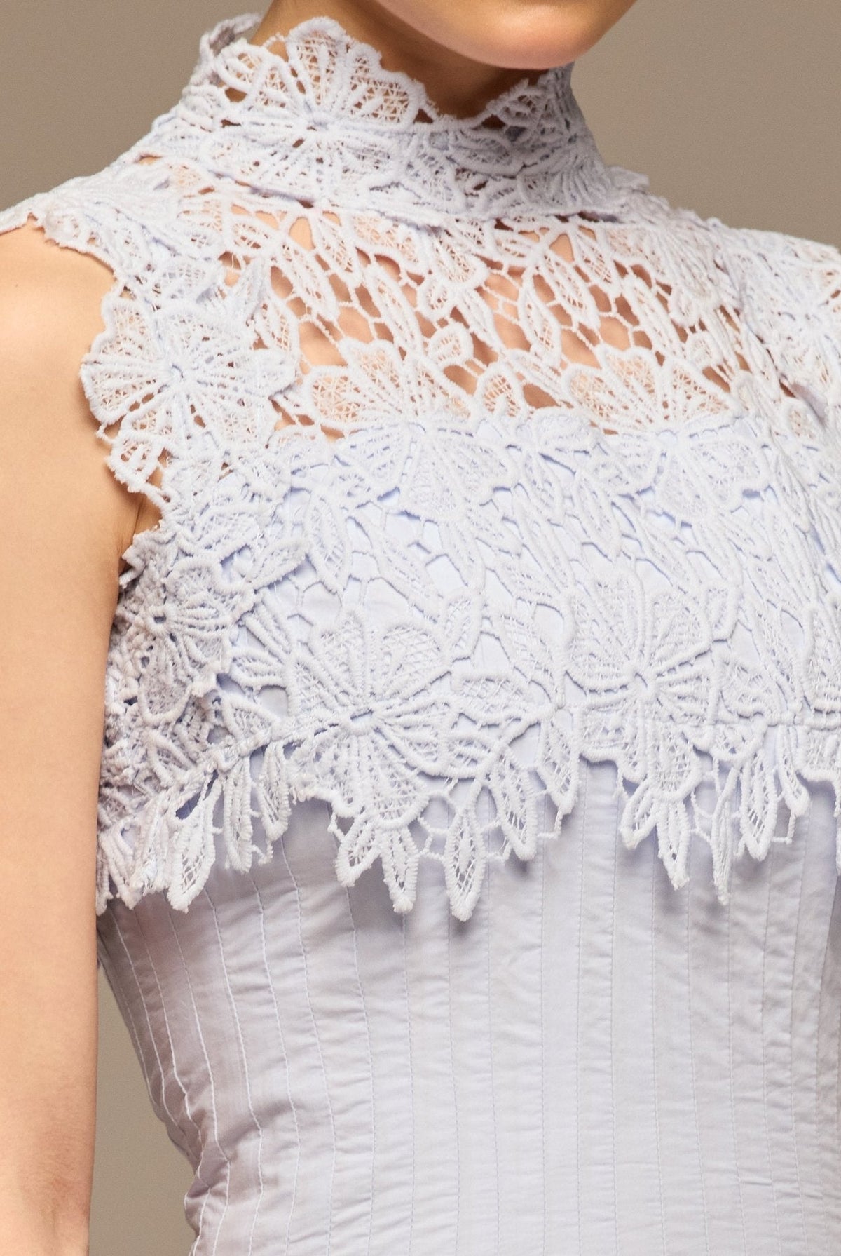 Lace-Paneled Cotton Midi Dress - shopaleena