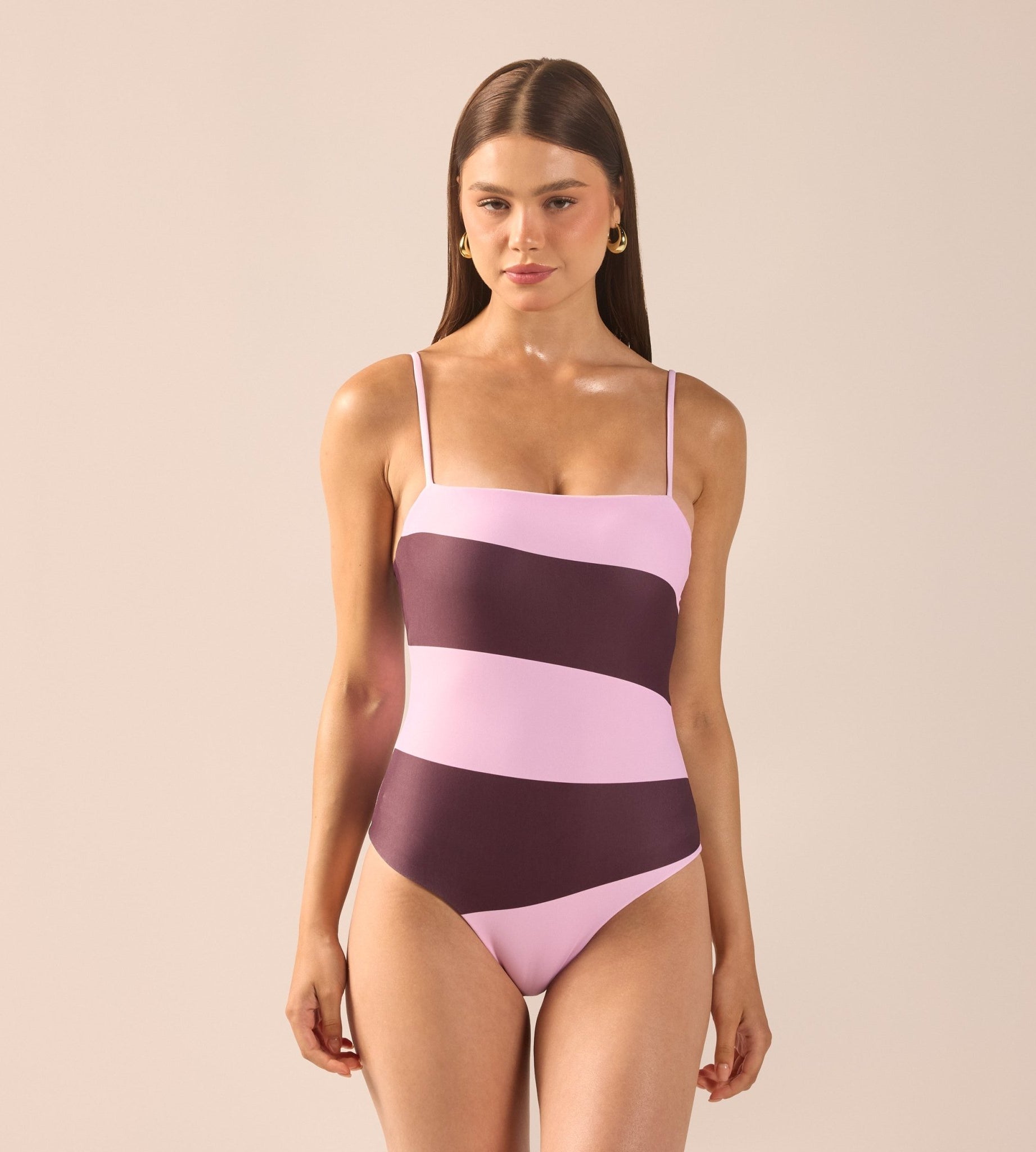 Lavender & Maroon One Piece Swimsuit - shopaleena