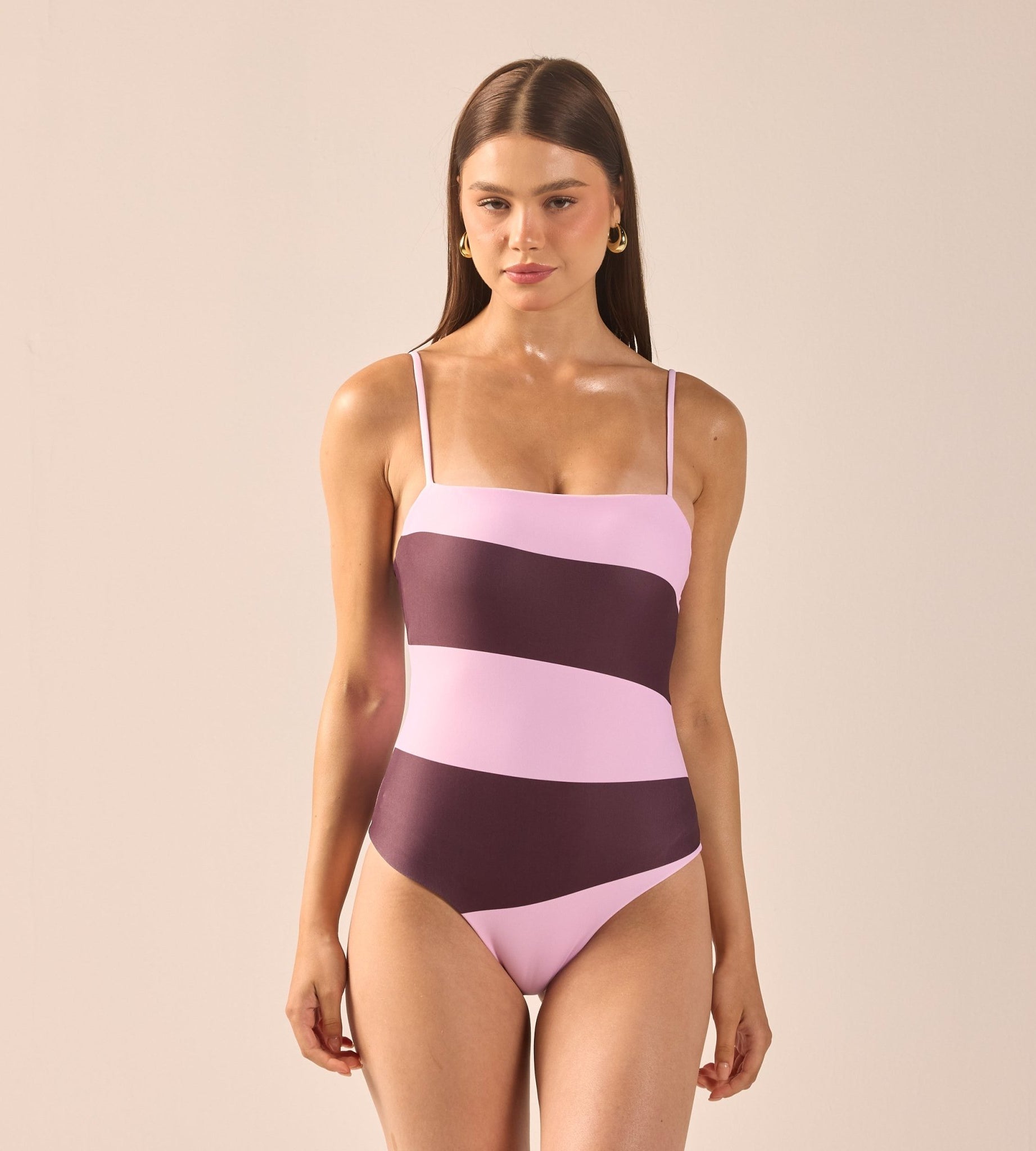 Lavender & Maroon One Piece Swimsuit - shopaleena