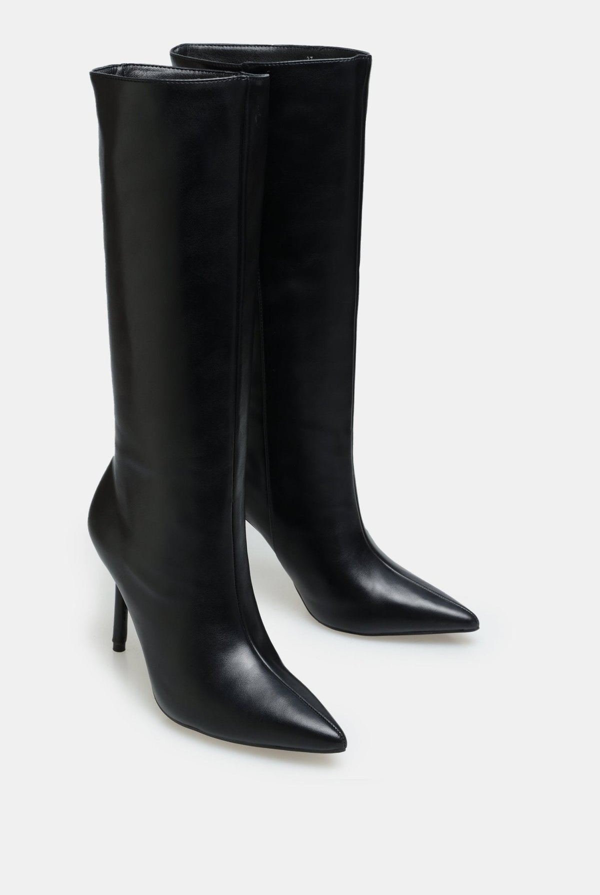Leather High Heel Knee-High Boots - shopaleena
