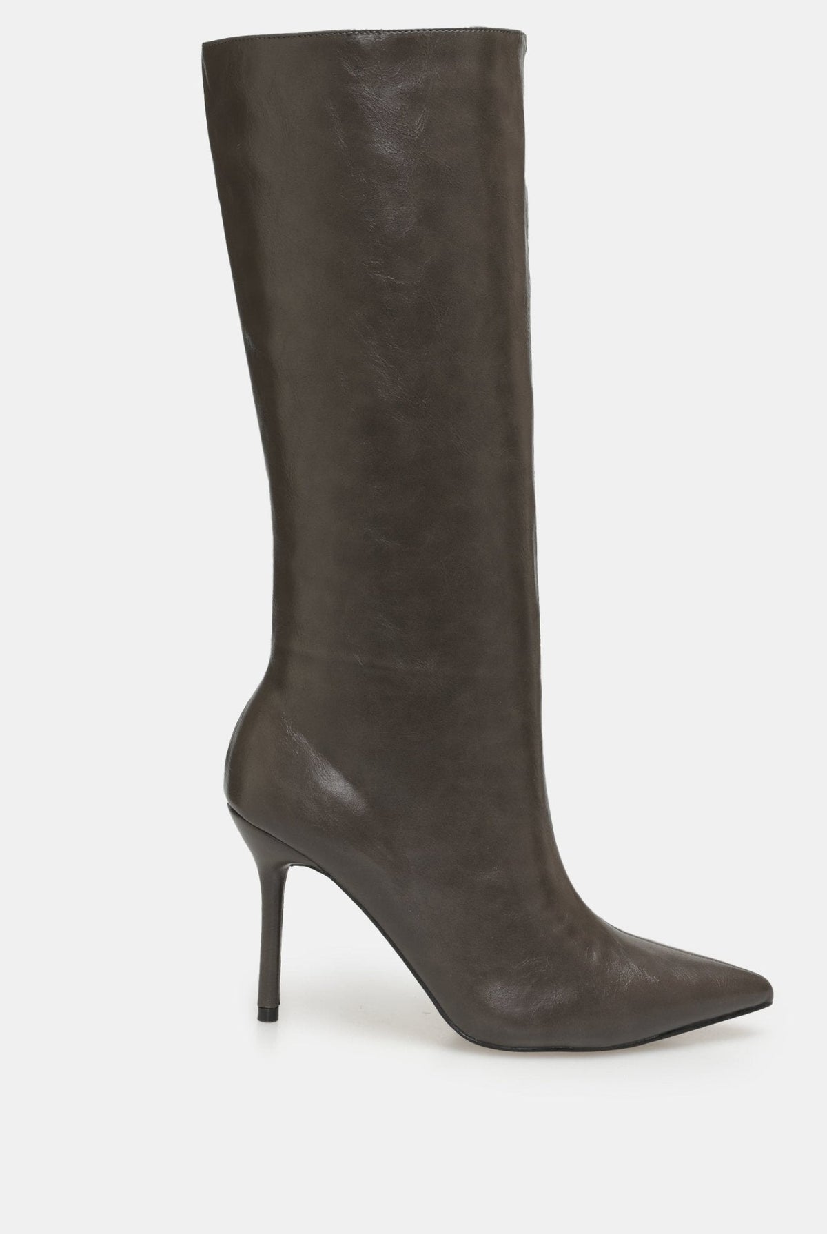 Leather High Heel Knee-High Boots - shopaleena