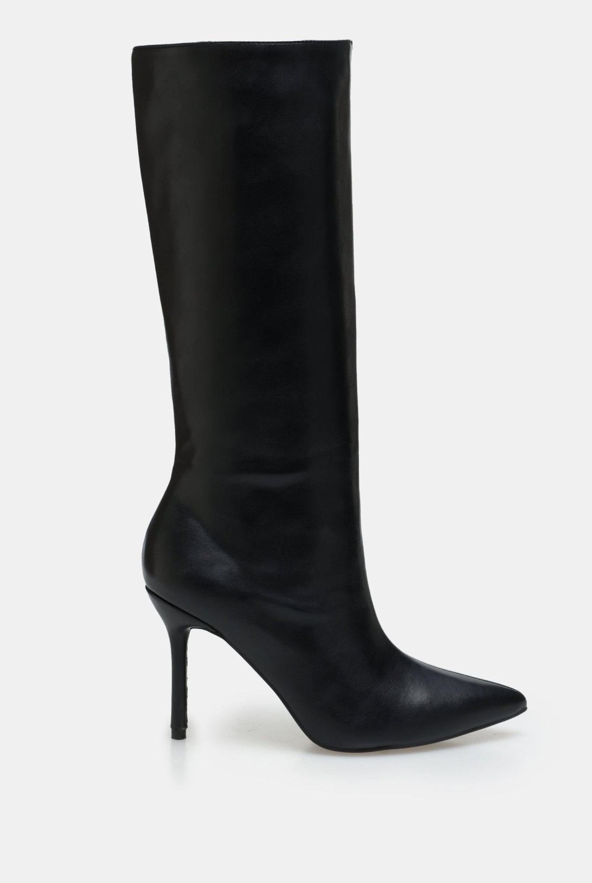 Leather High Heel Knee-High Boots - shopaleena