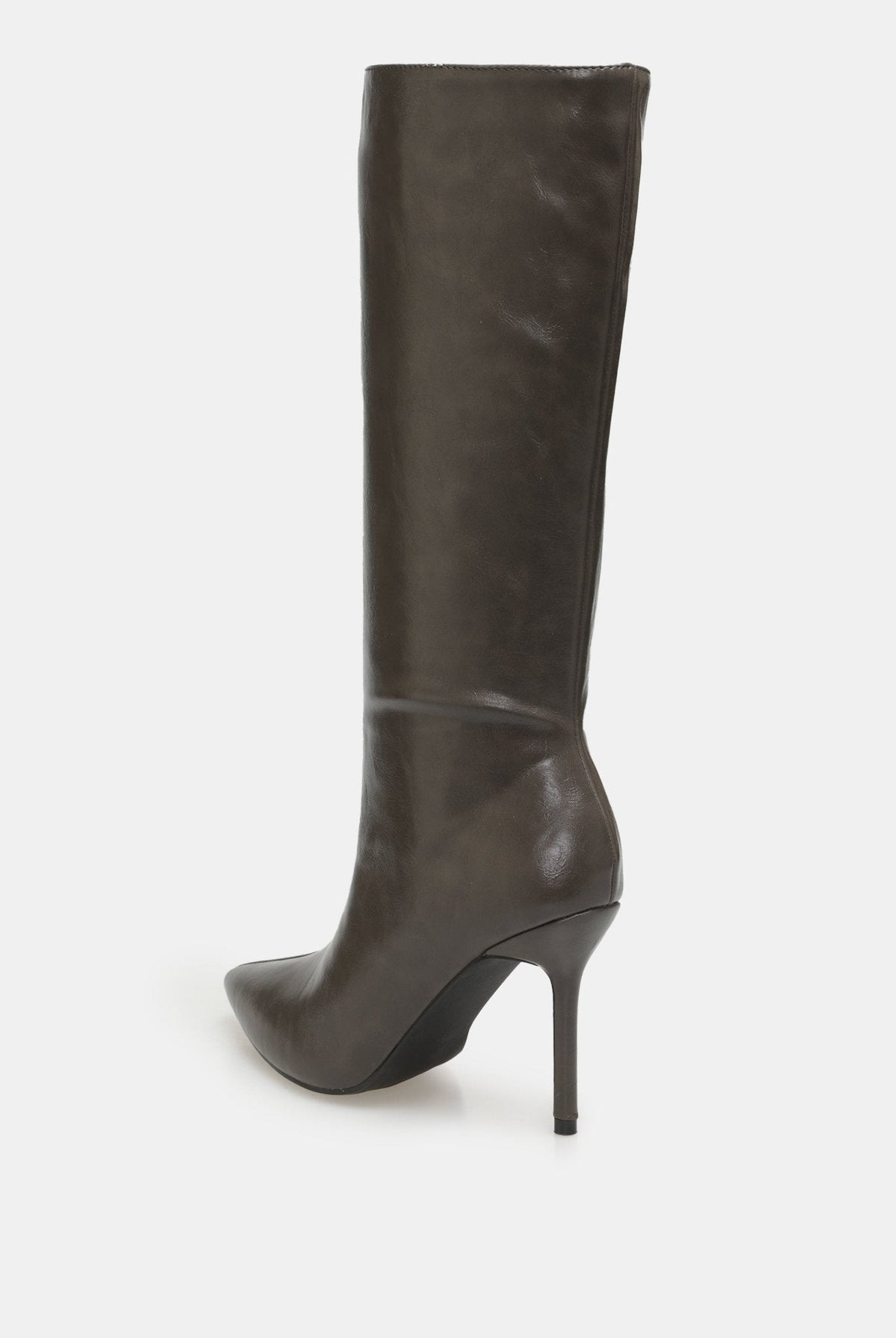 Leather High Heel Knee-High Boots - shopaleena