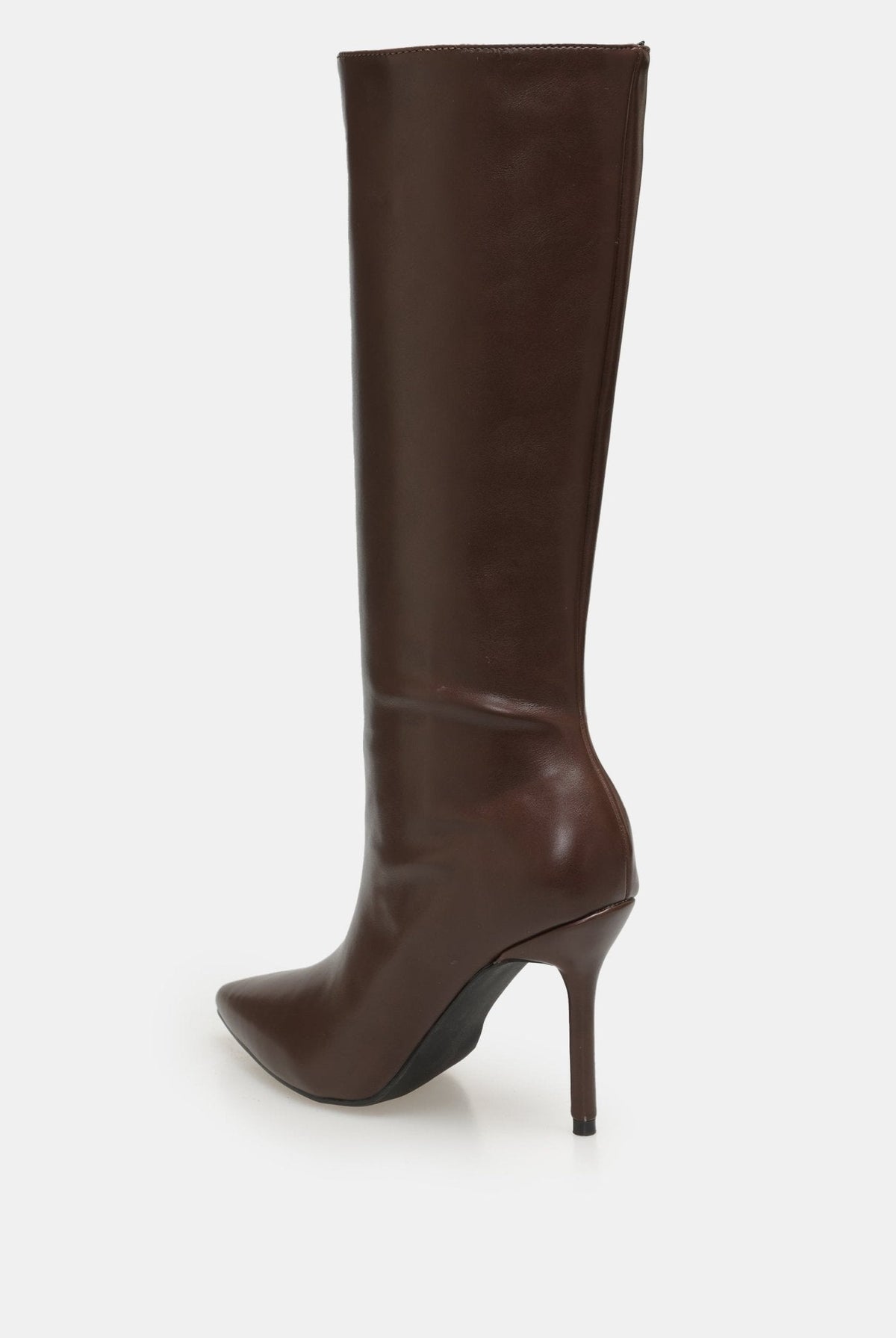 Leather High Heel Knee-High Boots - shopaleena