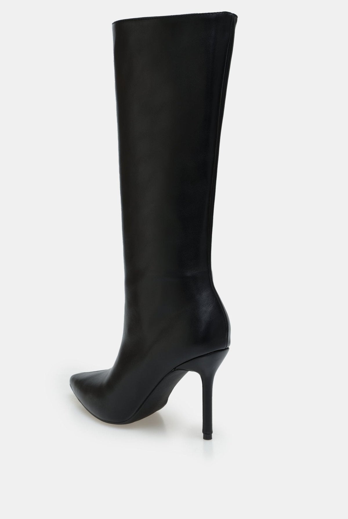 Leather High Heel Knee-High Boots - shopaleena