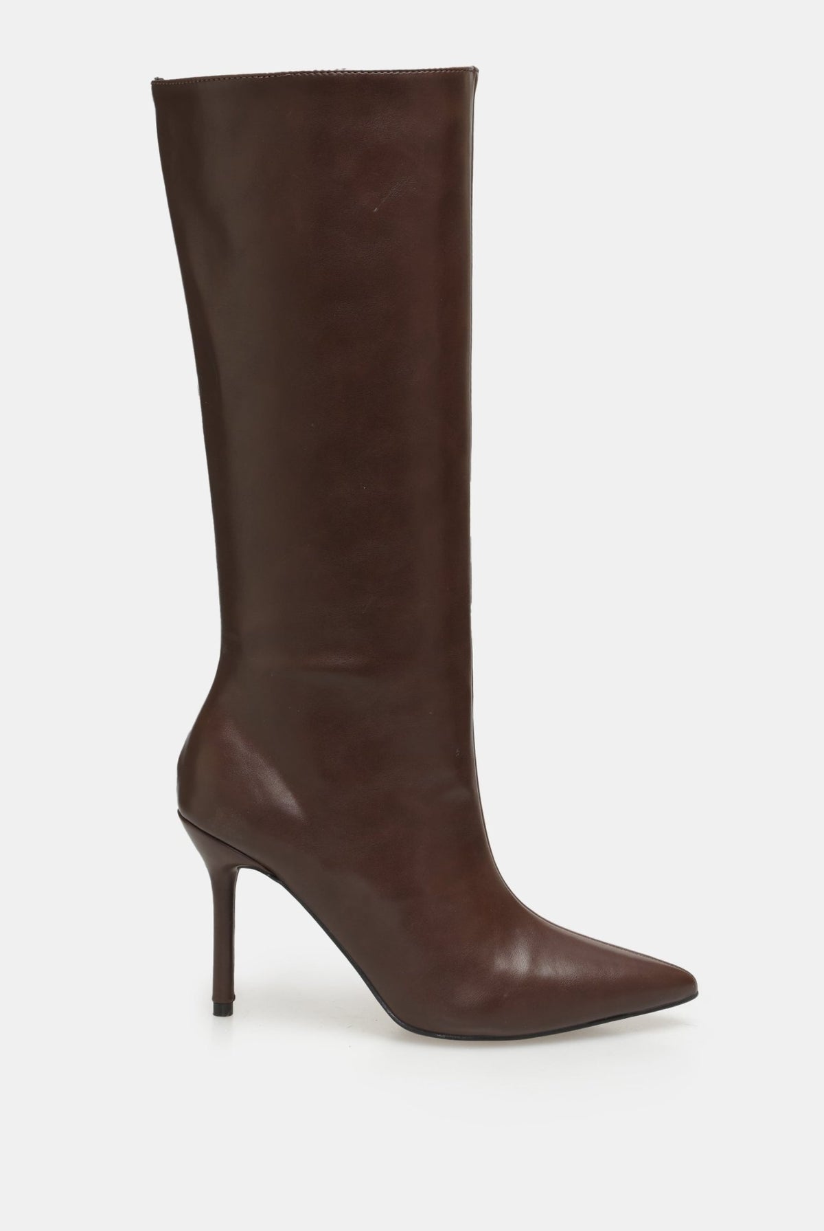 Leather High Heel Knee-High Boots - shopaleena