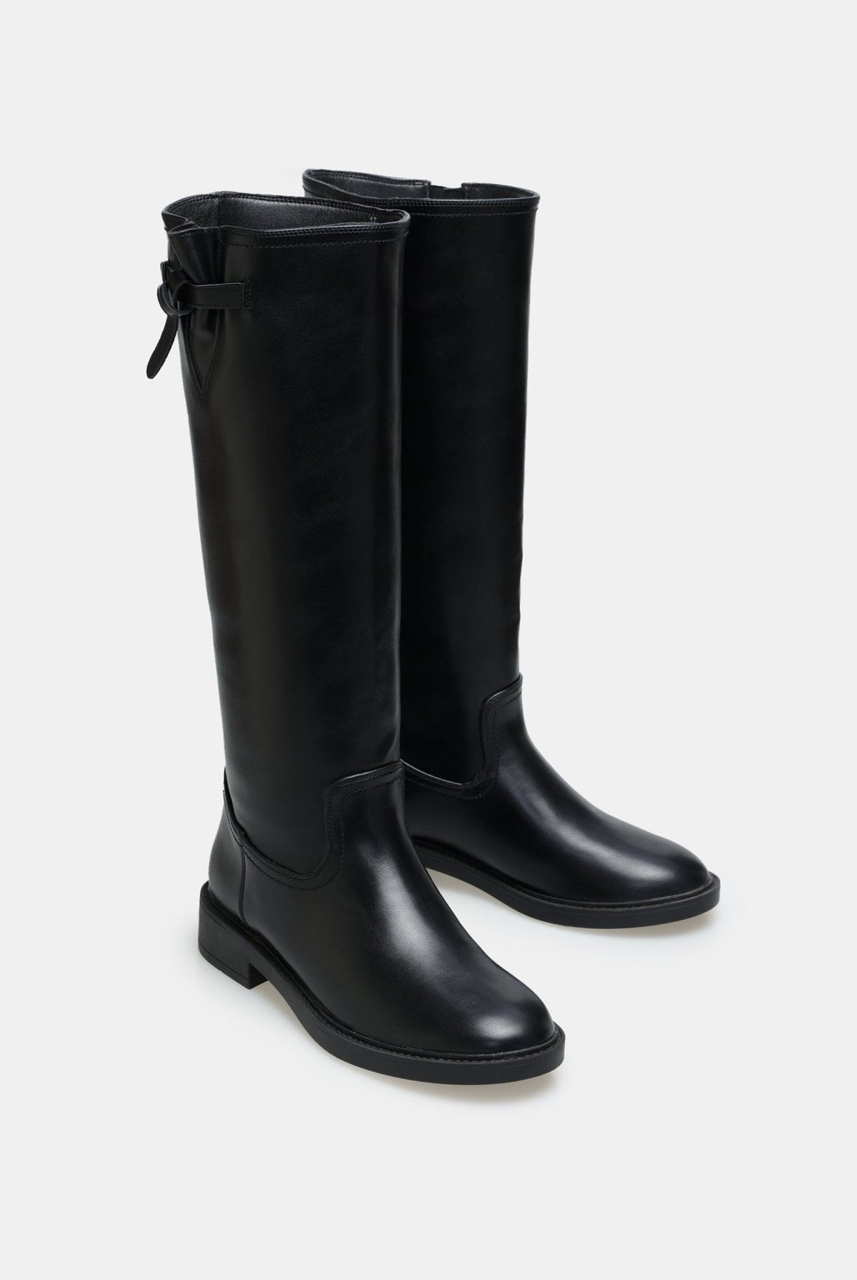 Leather Knee-High Boots - shopaleena