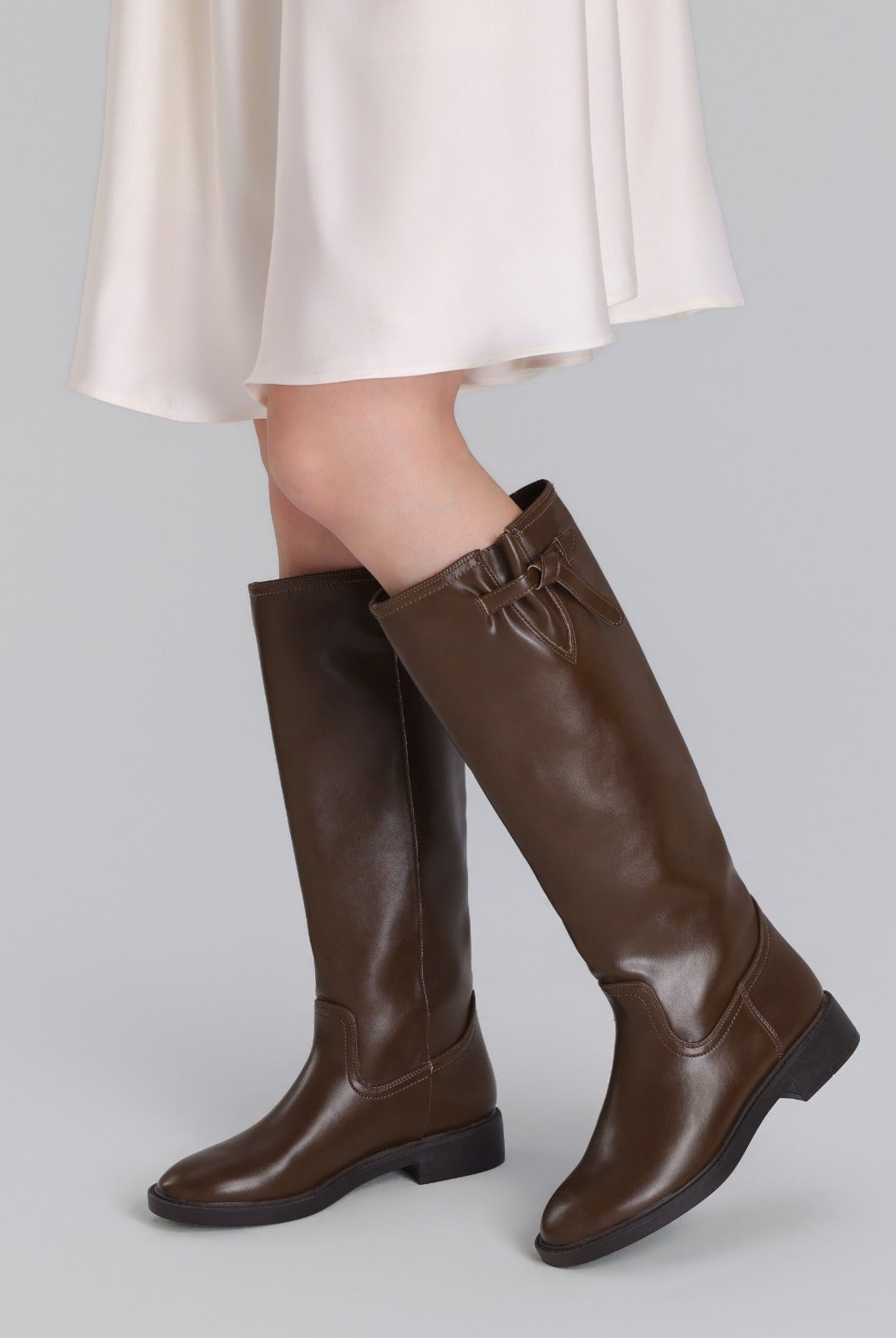 Leather Knee-High Boots - shopaleena