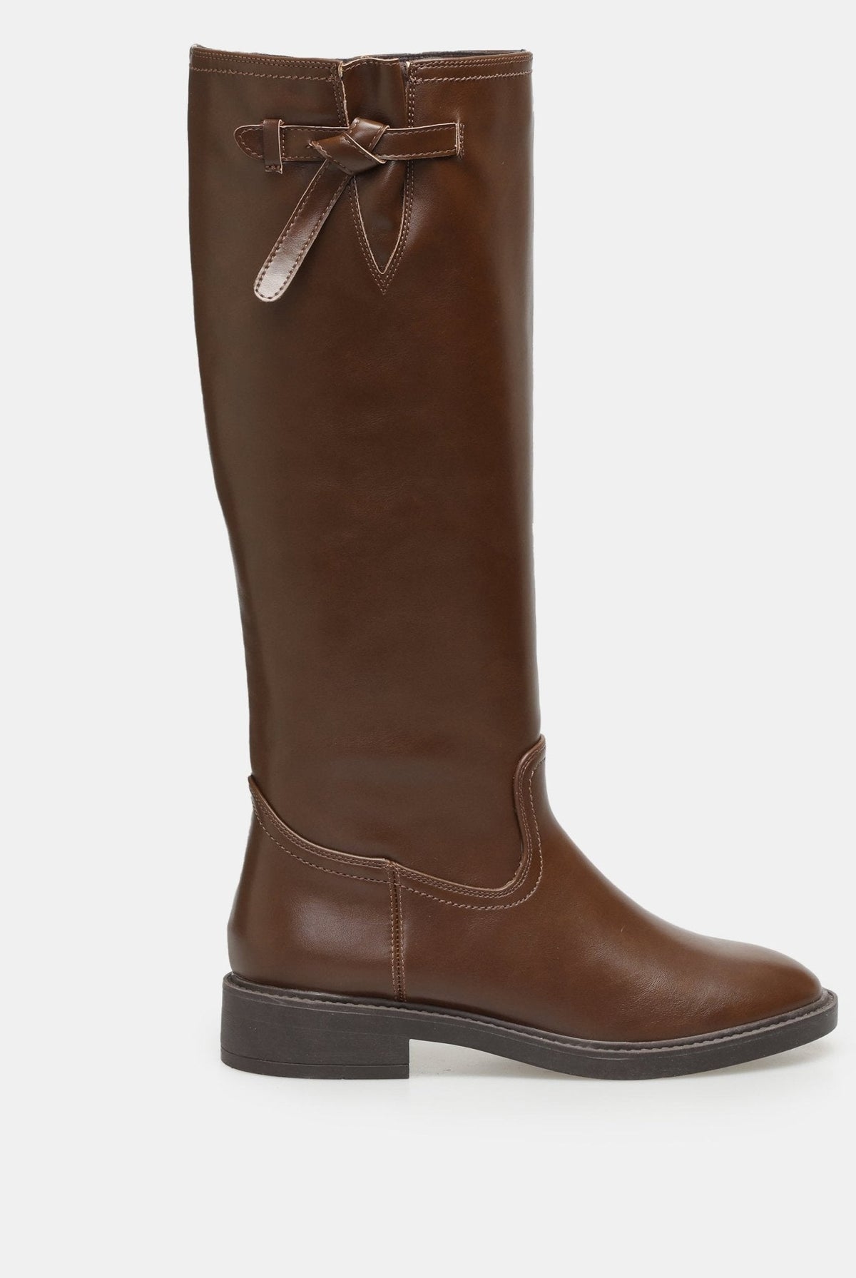 Leather Knee-High Boots - shopaleena
