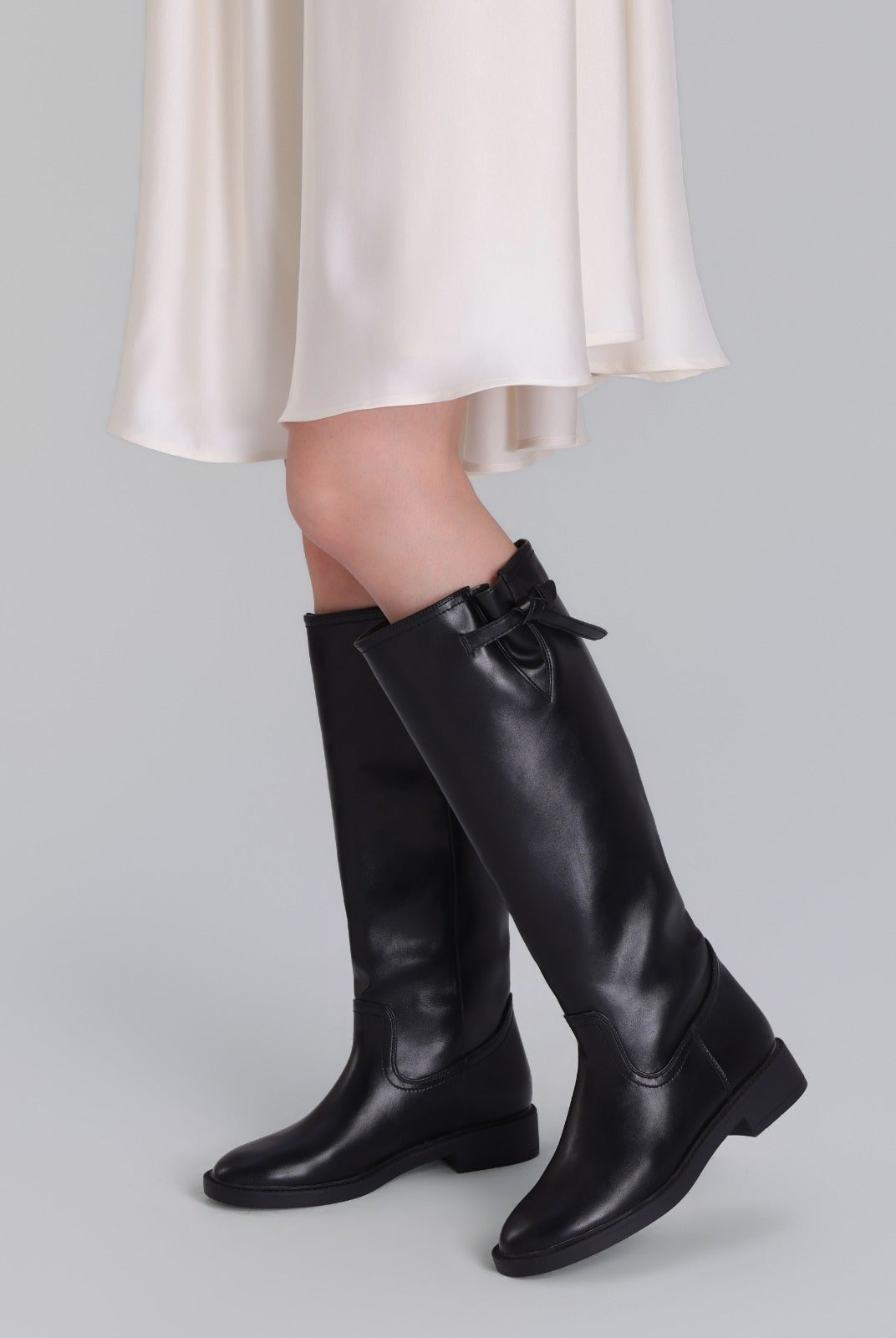 Leather Knee-High Boots - shopaleena