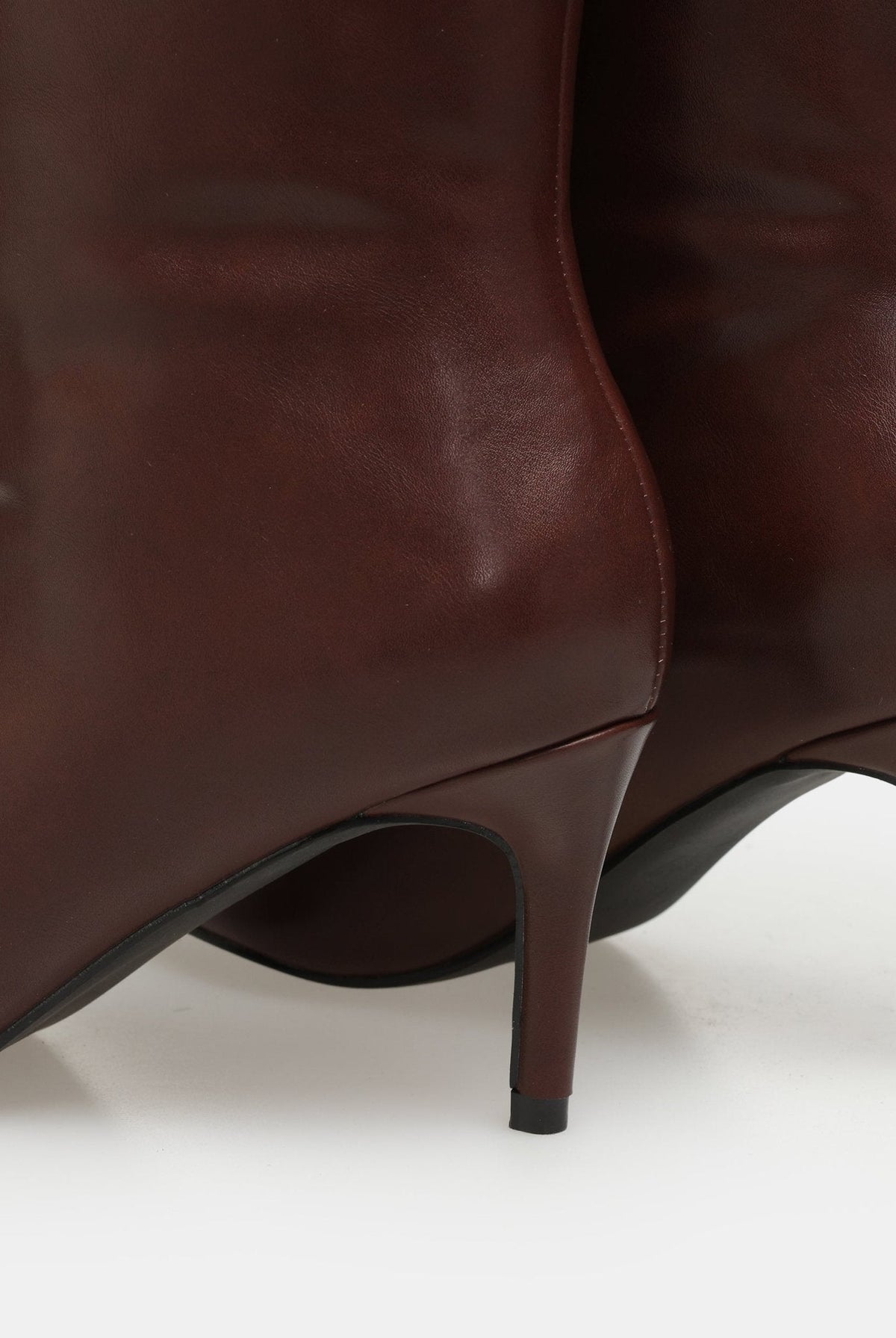 Leather Mid-Calf High Heel Boots - shopaleena