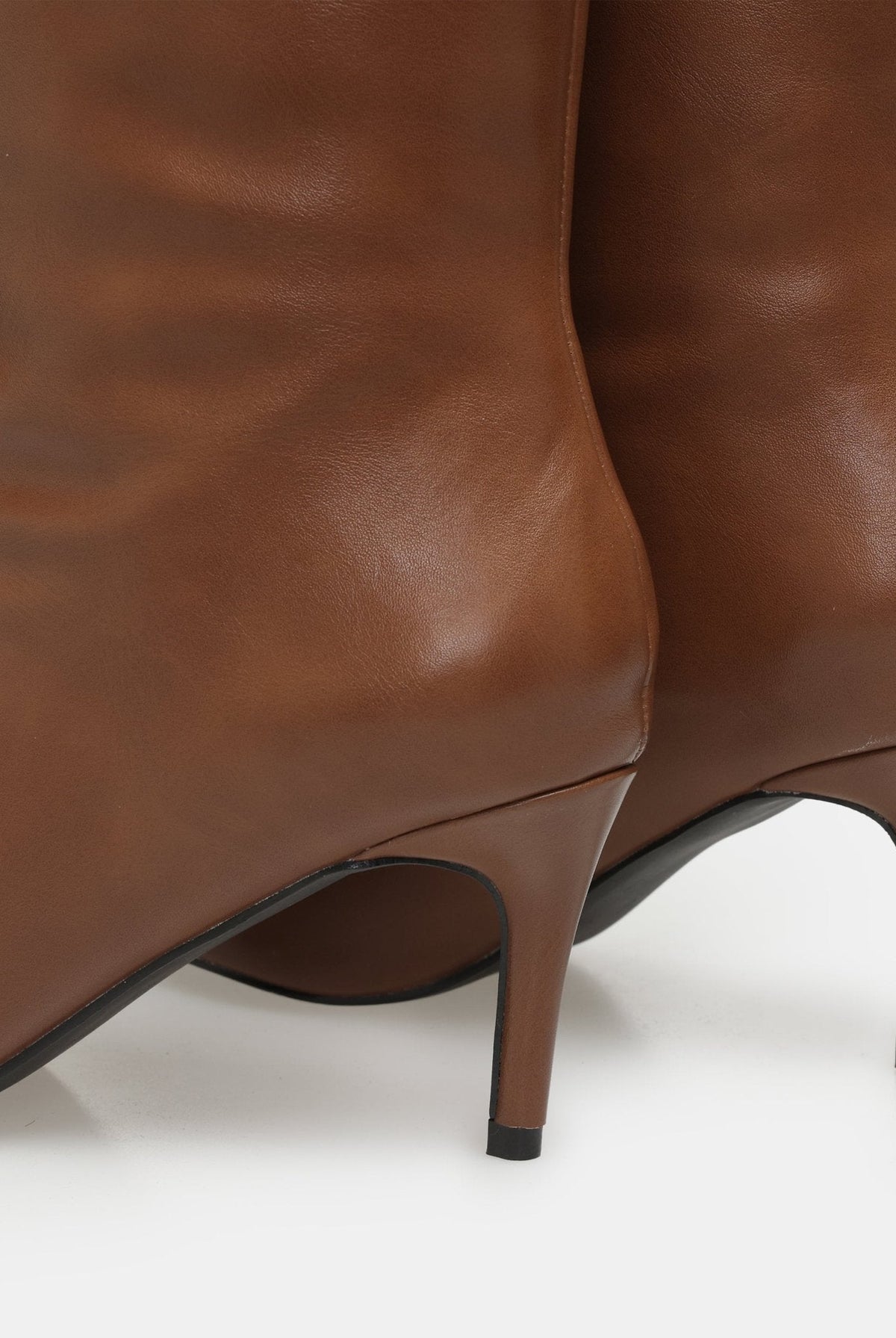 Leather Mid-Calf High Heel Boots - shopaleena