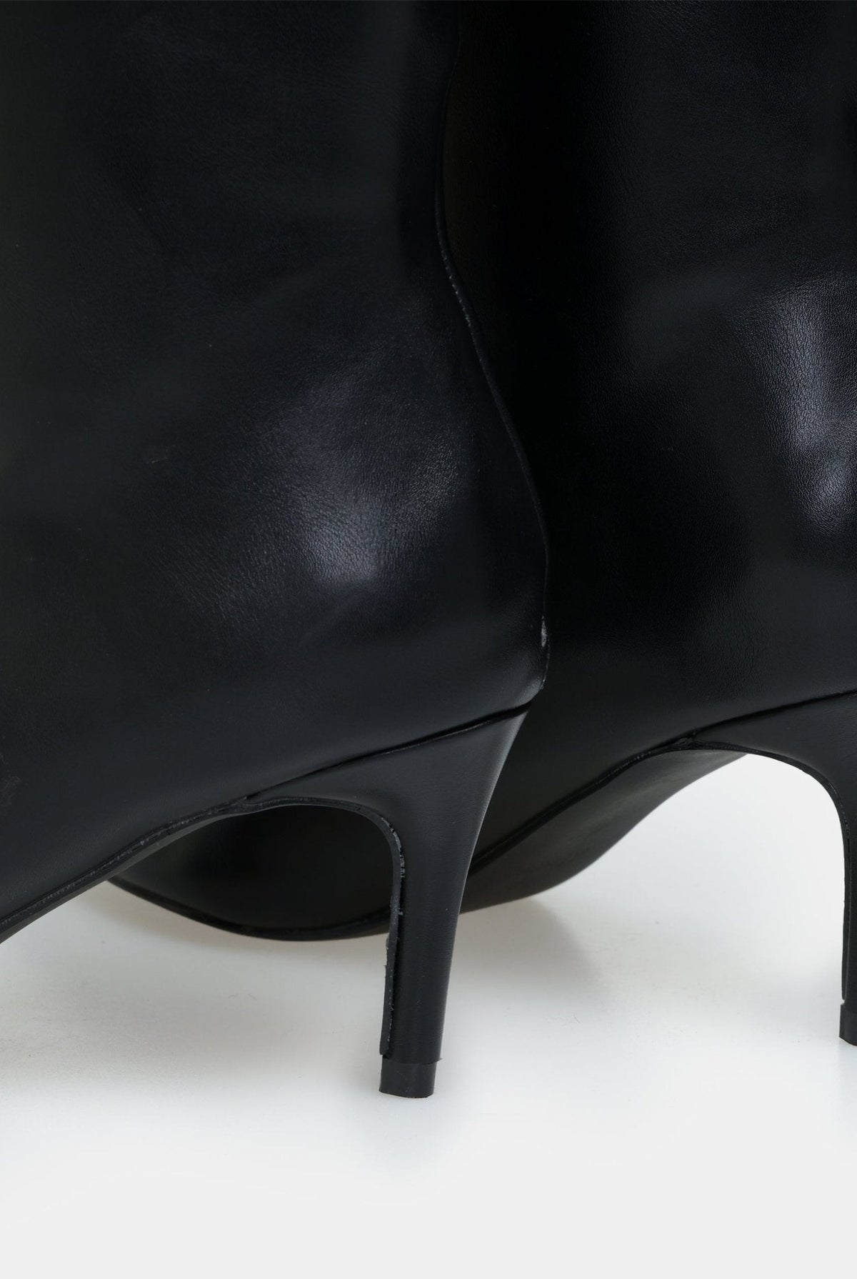 Leather Mid-Calf High Heel Boots - shopaleena