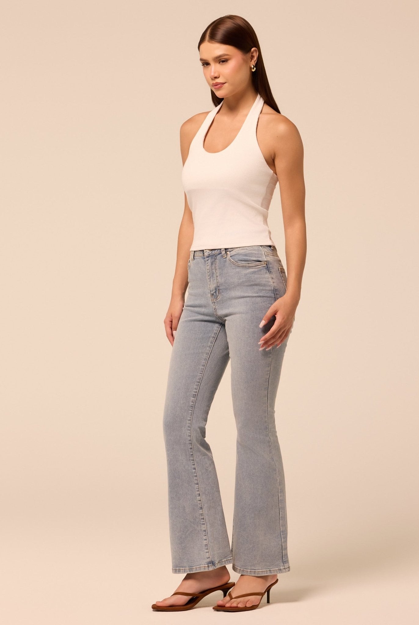 Light Blue Flare Jeans - shopaleena