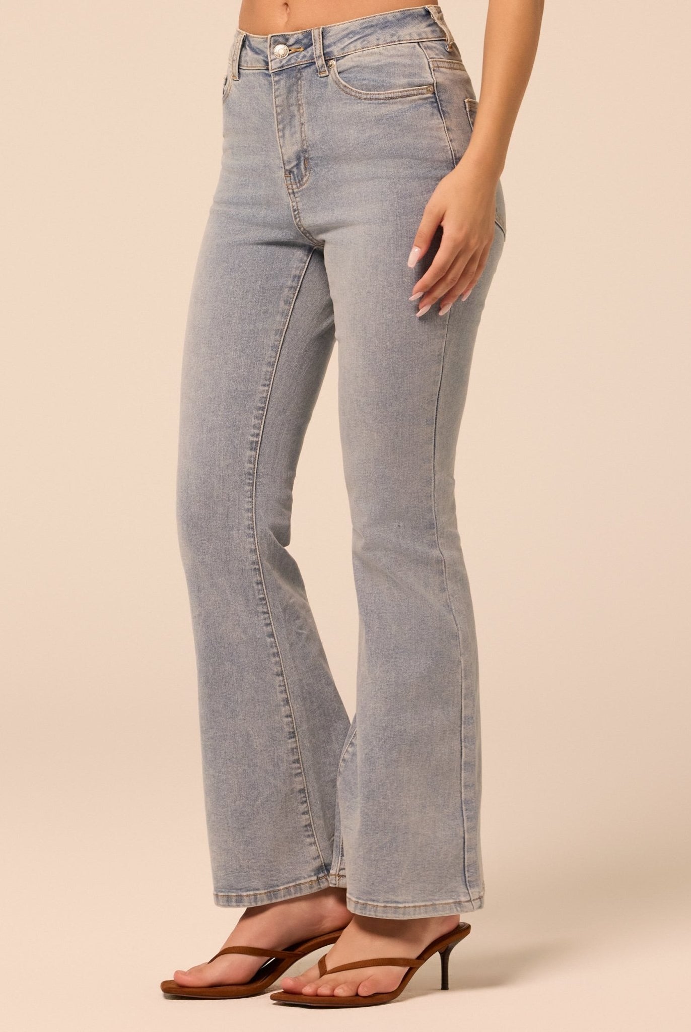 Light Blue Flare Jeans - shopaleena