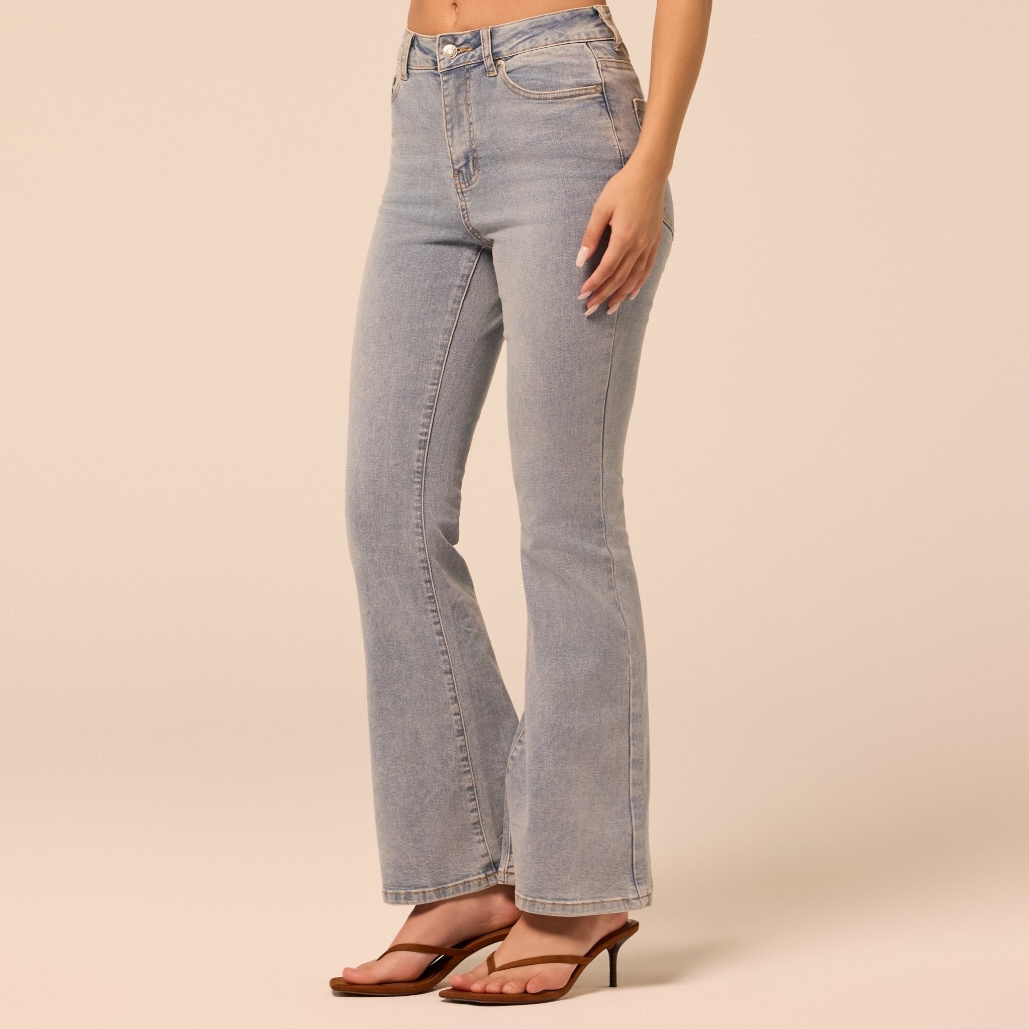 Light Blue Flare Jeans - shopaleena