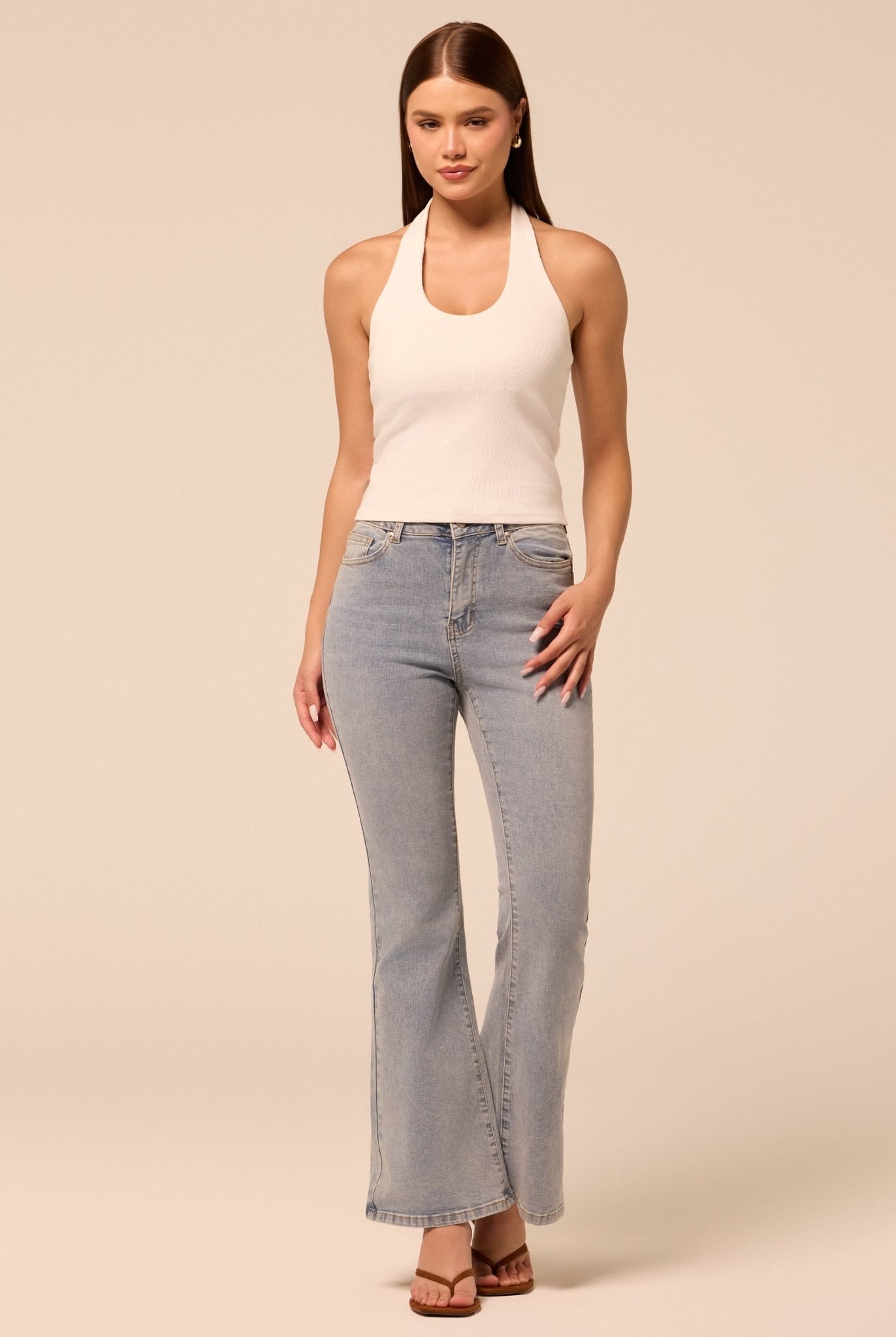 Light Blue Flare Jeans - shopaleena