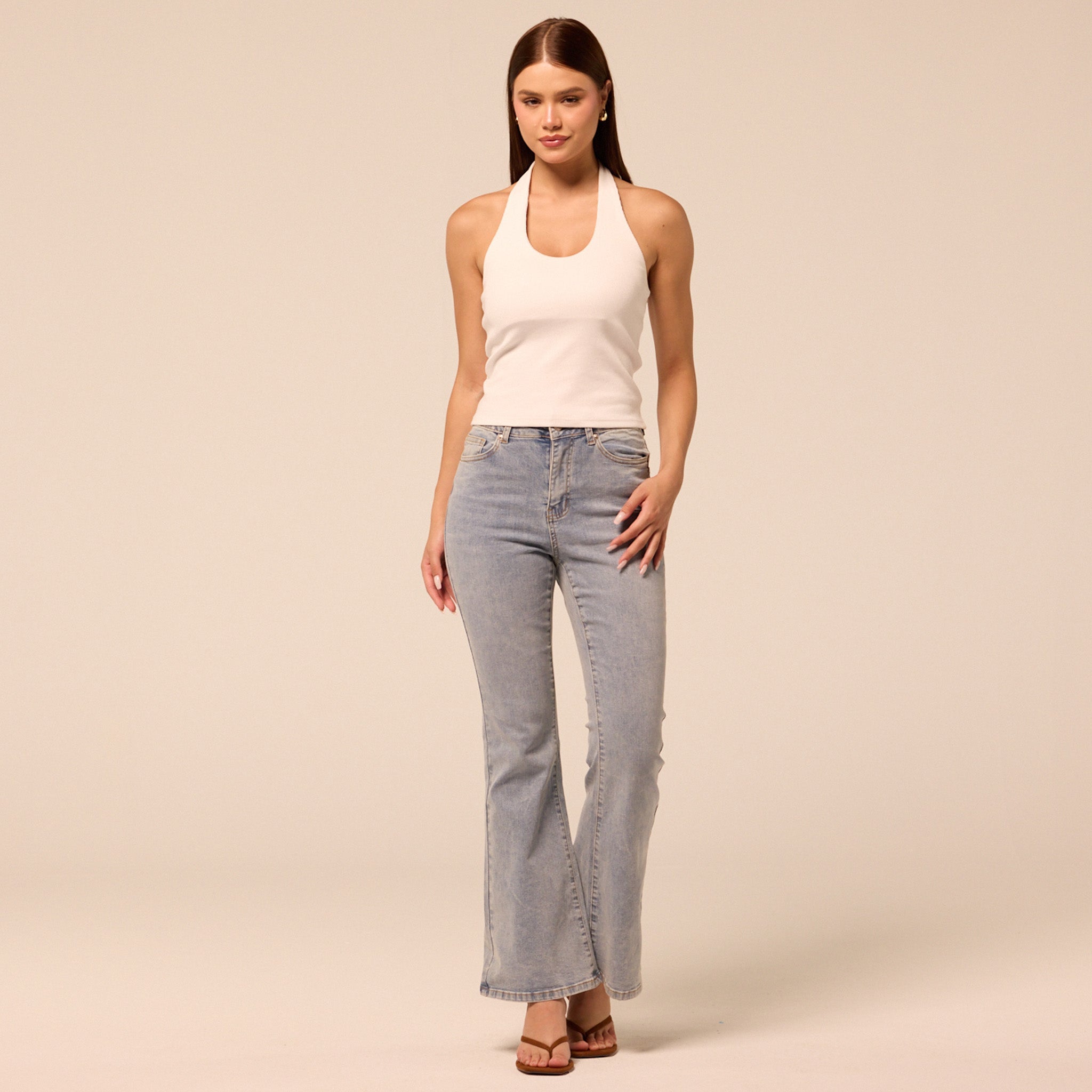 Light Blue Flare Jeans - shopaleena