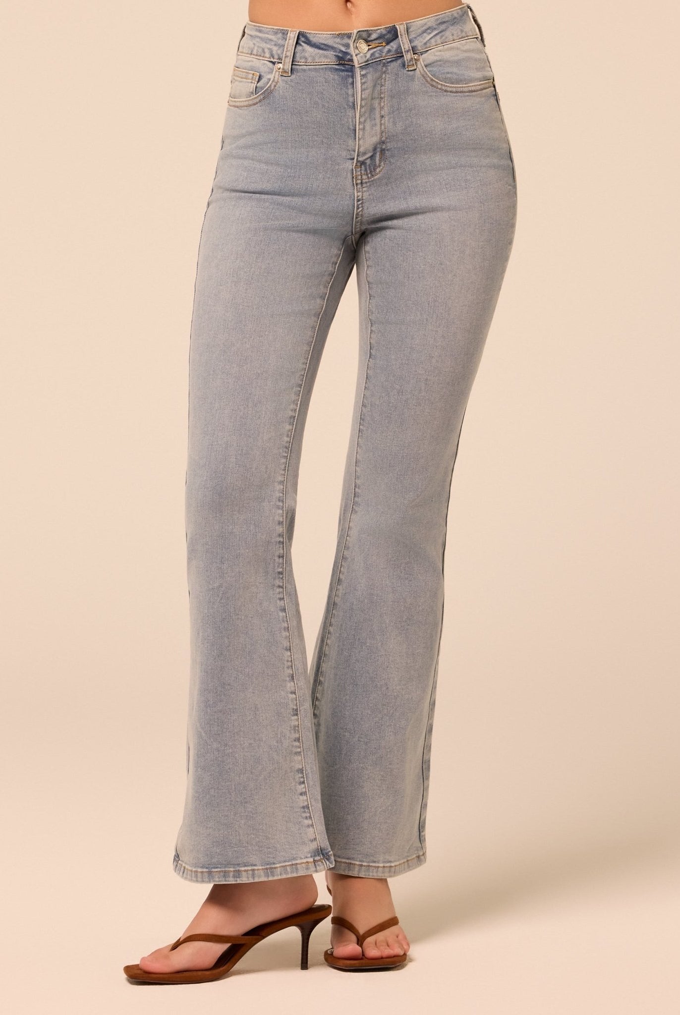 Light Blue Flare Jeans - shopaleena