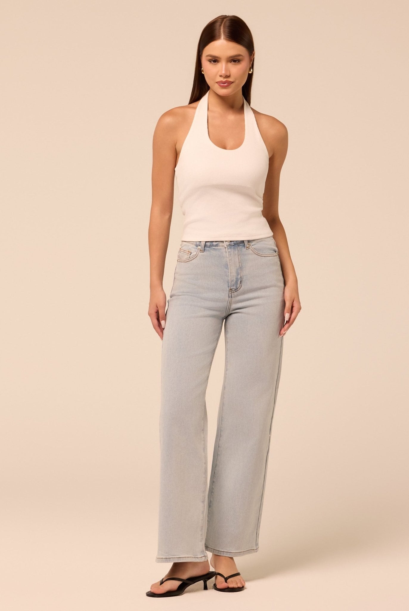 Light Blue Wide Leg Jeans - shopaleena