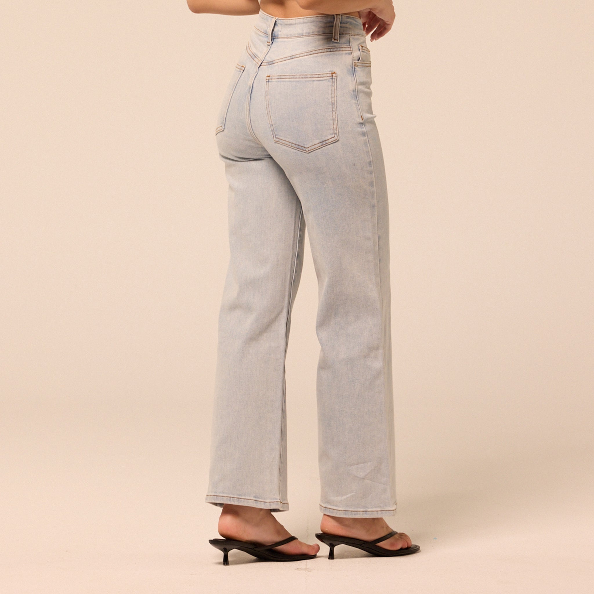 Light Blue Wide Leg Jeans - shopaleena