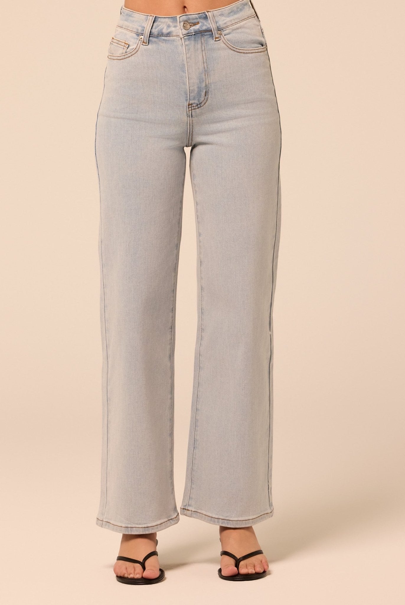 Light Blue Wide Leg Jeans - shopaleena