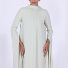 Light Green High Neck Long Flared Sleeve Maxi Dress - shopaleena
