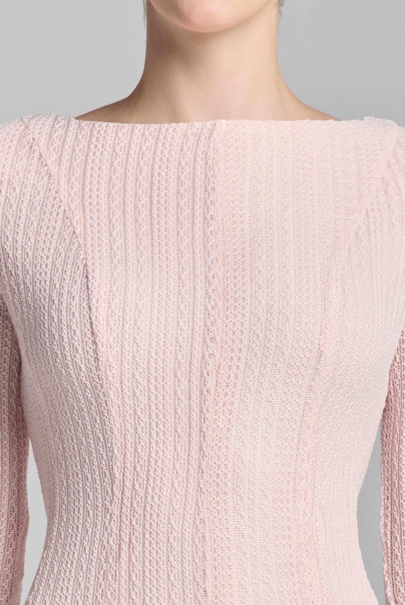 Light Pink Long Sleeves Godet Maxi Dress - shopaleena