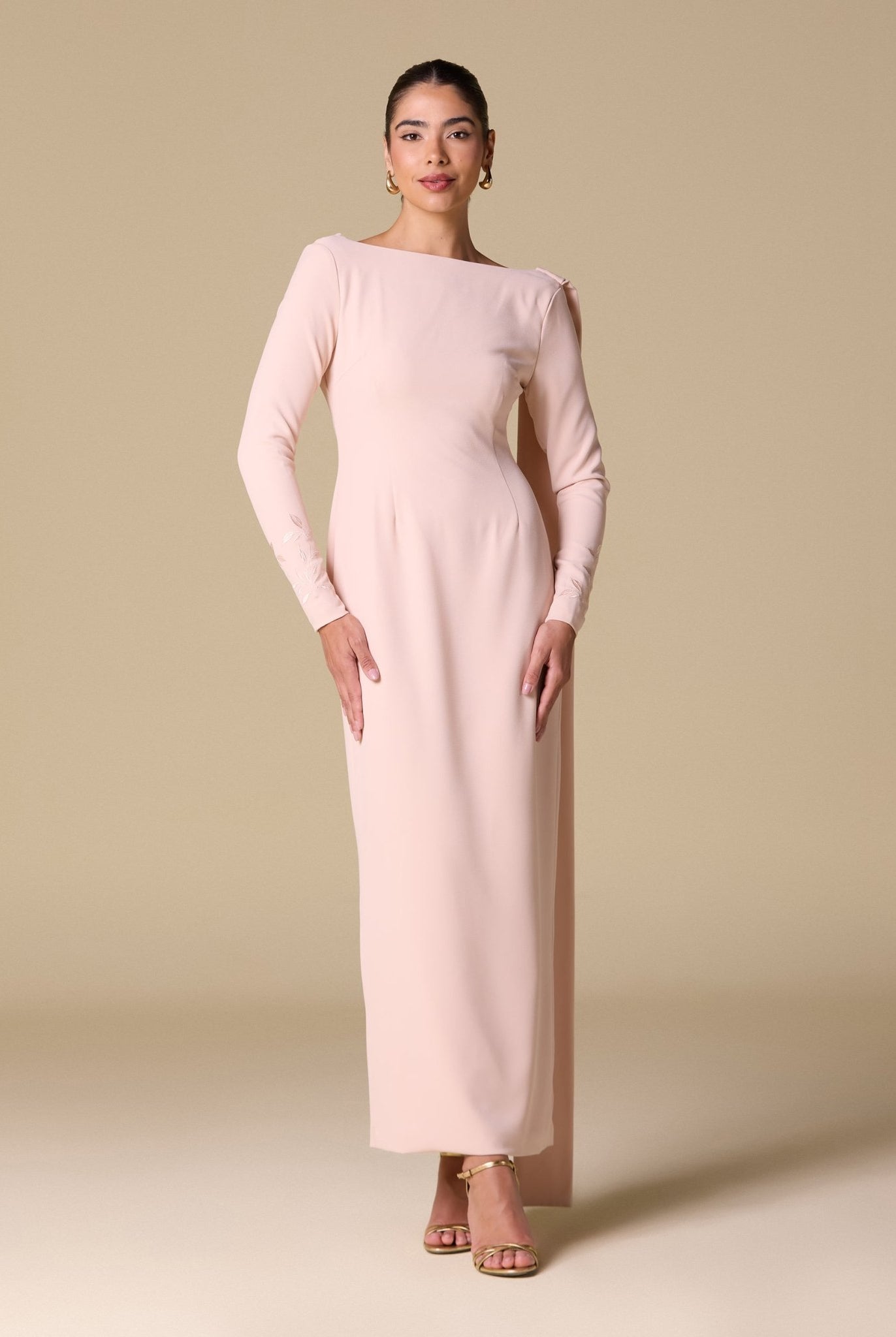 Light Pink Long Sleeves Maxi Dress - shopaleena