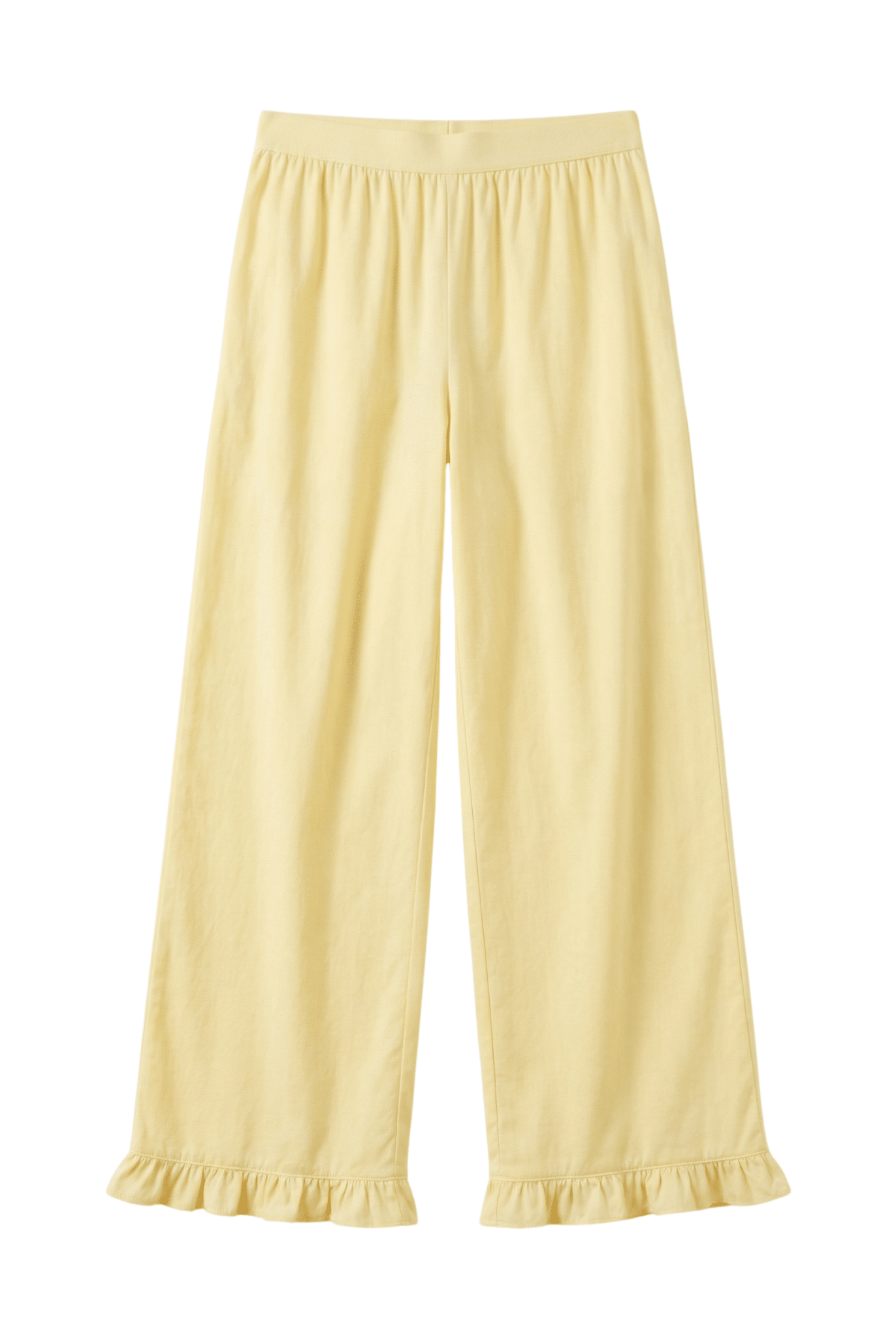 Light Yellow Cotton Ruffle Pants For Kids - shopaleena