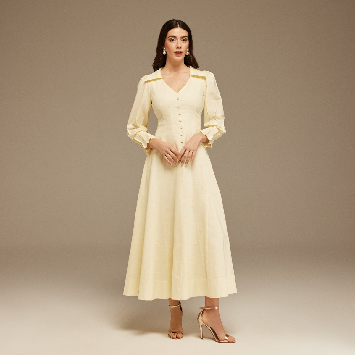 Light Yellow Long Sleeve Shirt Maxi Dress – shopaleena Light Yellow Long Sleeve Shirt Maxi Dress – shopaleena