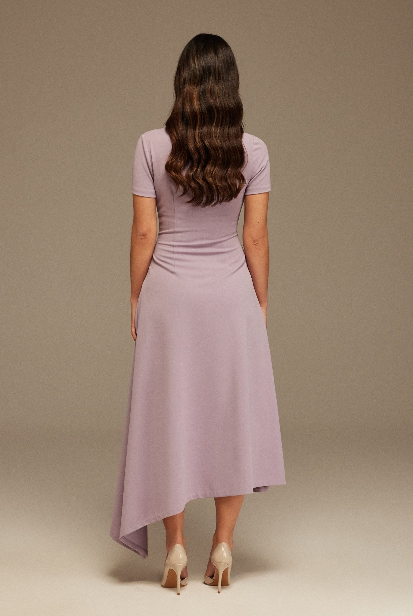 Lilac one - shoulder asymmetric Midi Dress - shopaleena