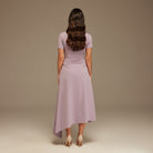 Lilac one - shoulder asymmetric Midi Dress - shopaleena