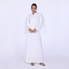 Linen - Blend A - Line Midi Skirt with Front Buttons - shopaleena