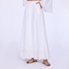 Linen - Blend A - Line Midi Skirt with Front Buttons - shopaleena