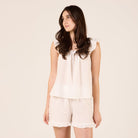Linen Blend Frill Trim Shorts - shopaleena
