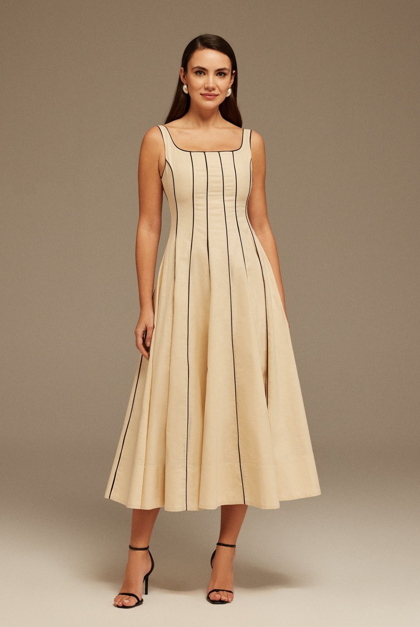 Linen Blend Maxi Sleeveless Dress - shopaleena