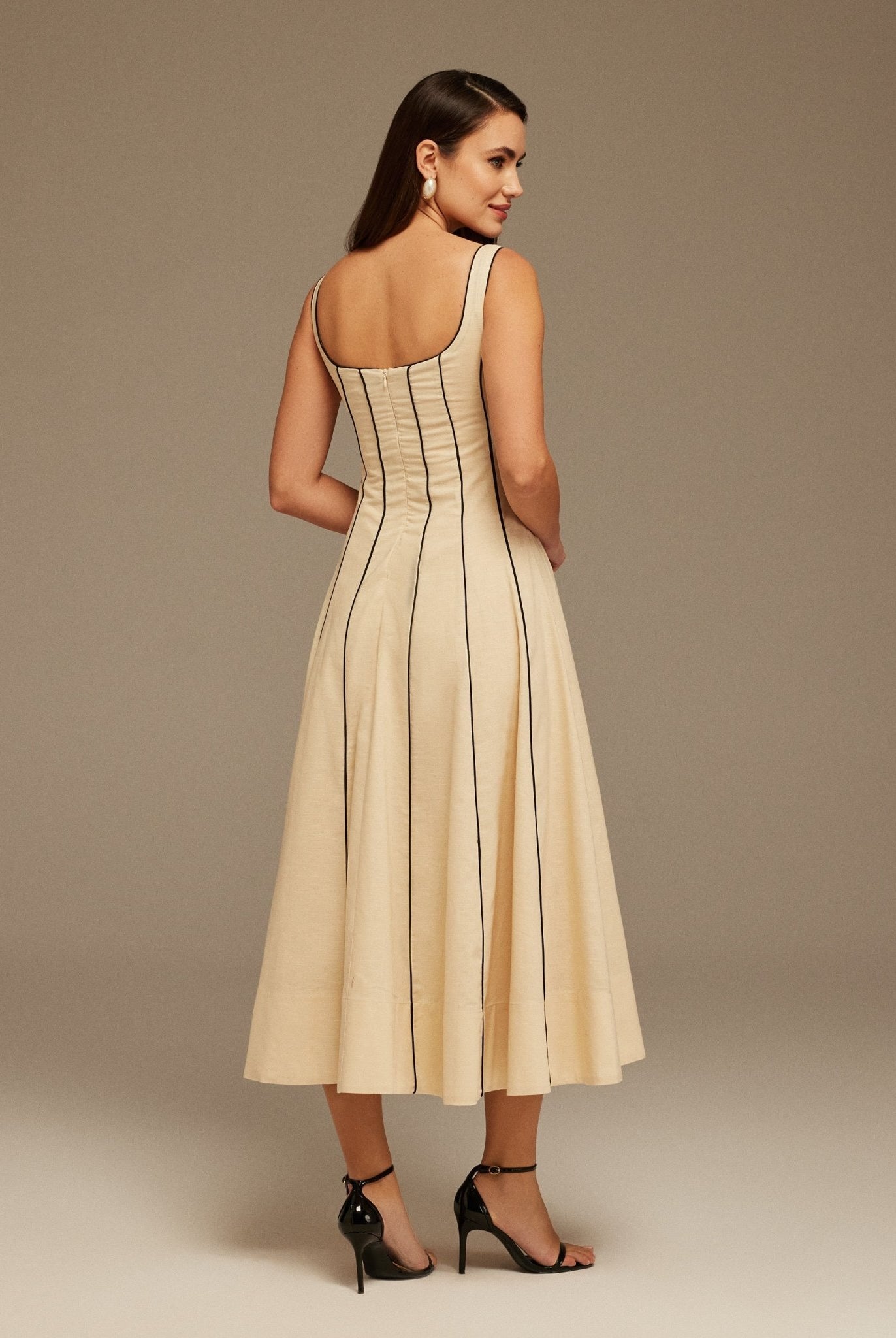 Linen Blend Maxi Sleeveless Dress - shopaleena