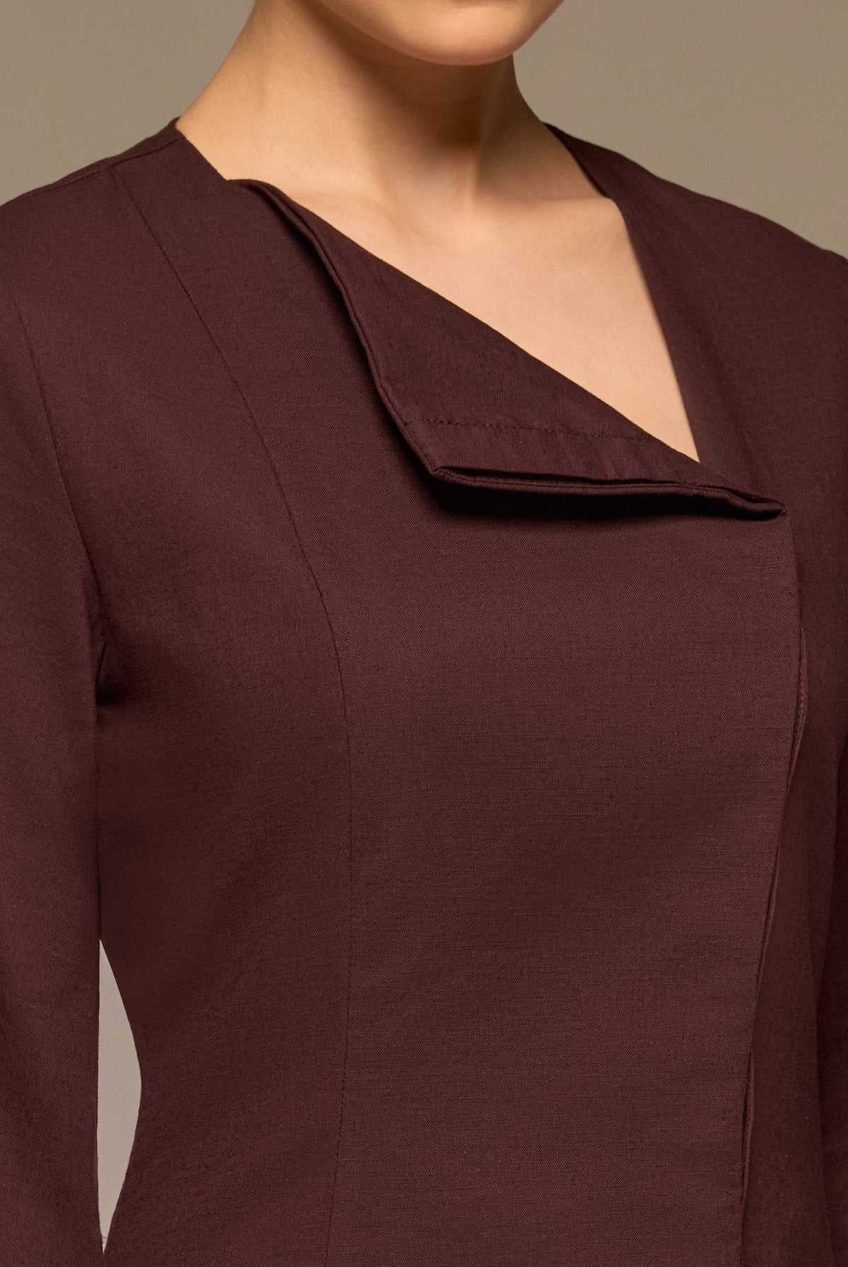 Linen Button-Front Flared Dress - shopaleena