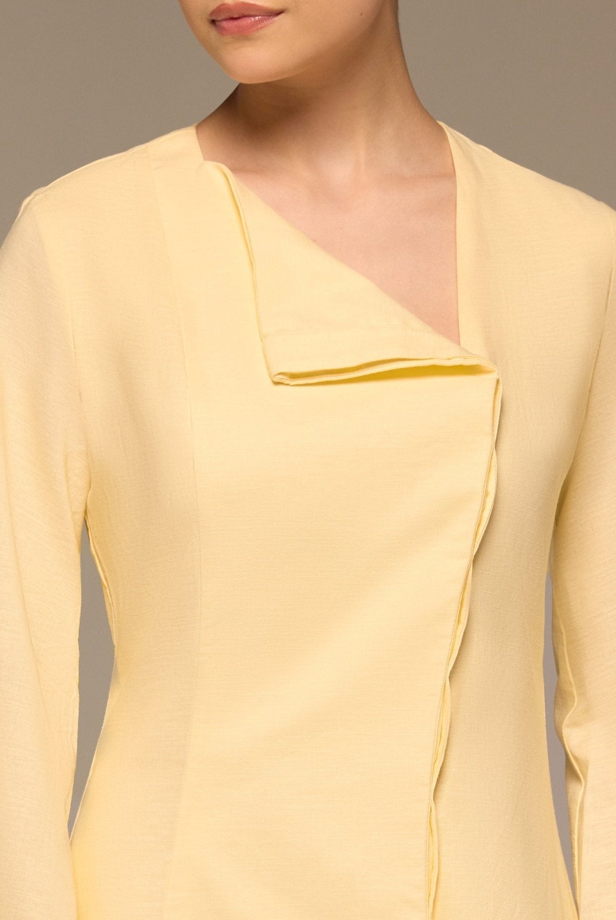 Linen Button-Front Flared Dress - shopaleena