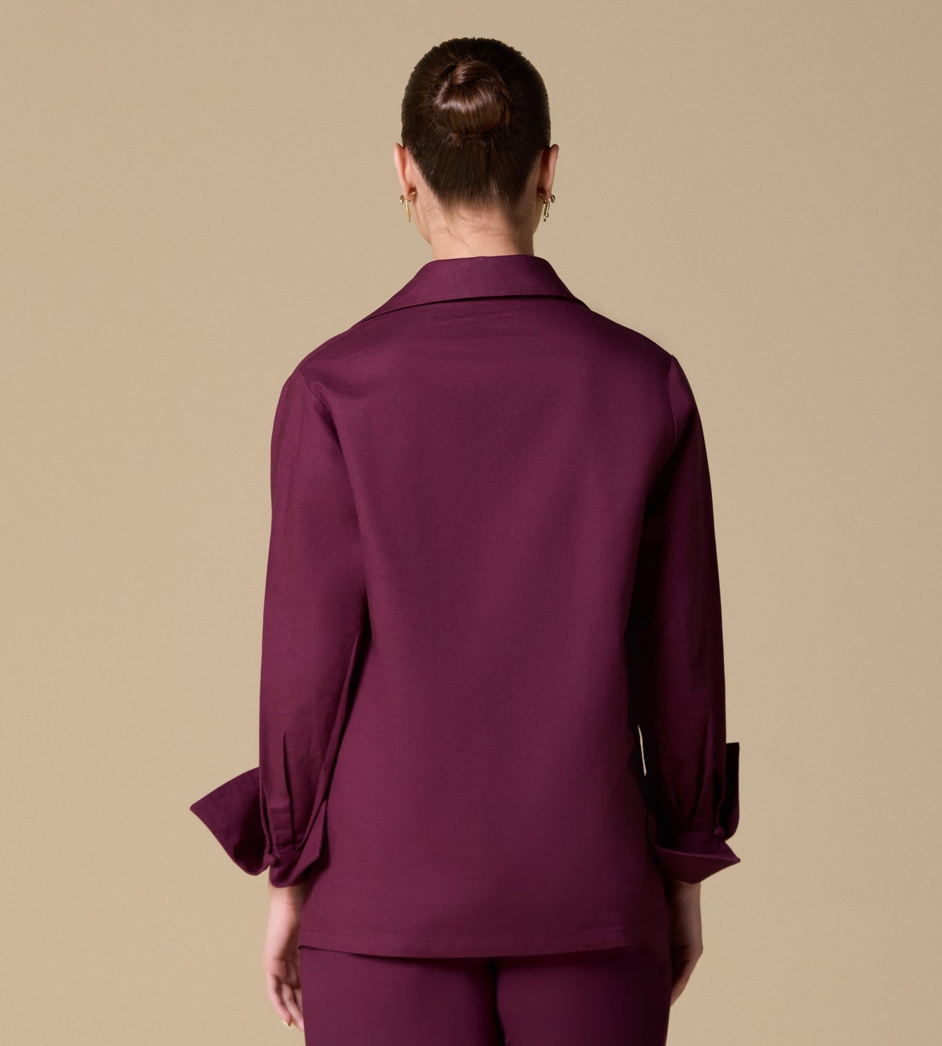 Linen Cuffed Shirt with Side Button - shopaleena
