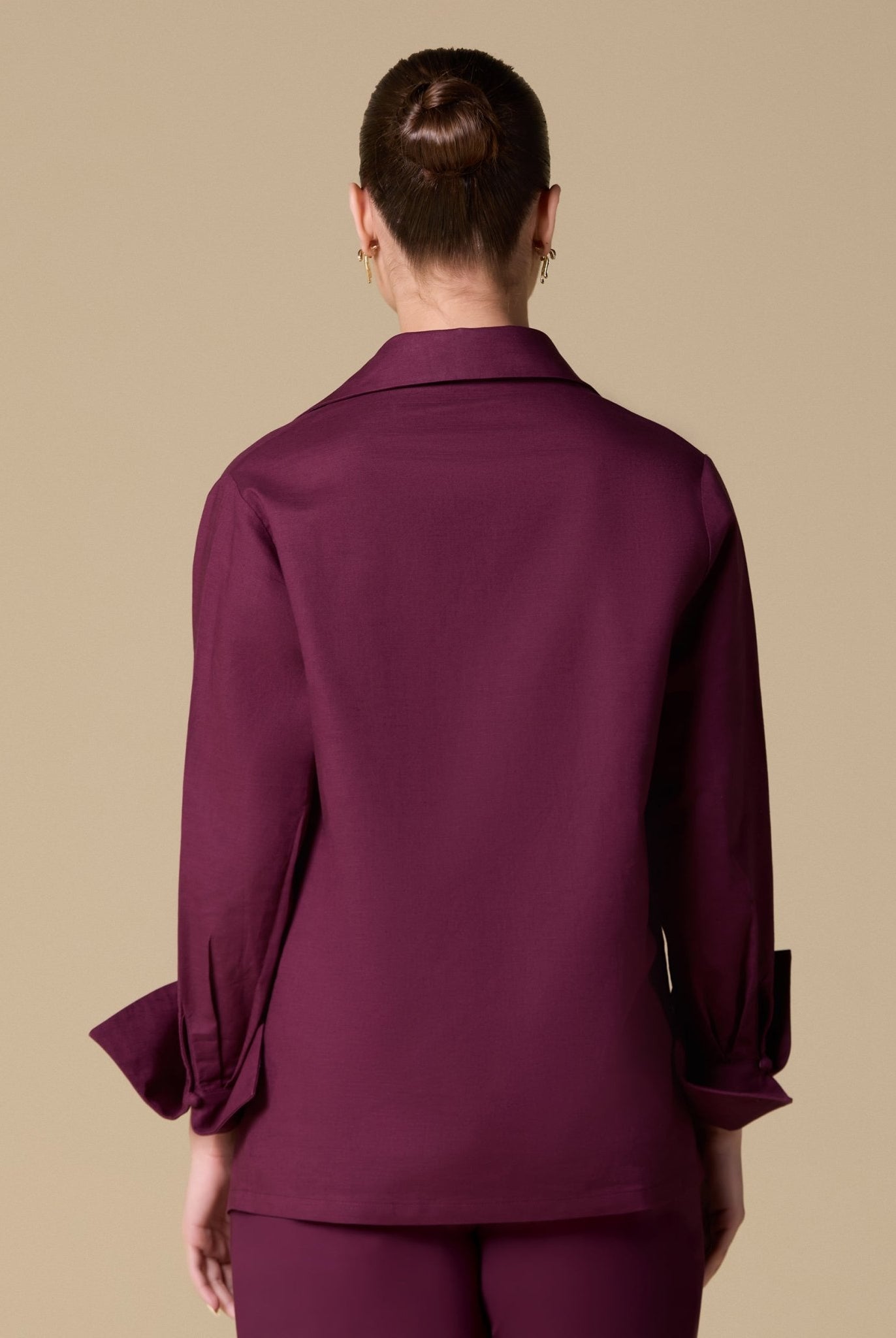 Linen Cuffed Shirt with Side Button - shopaleena