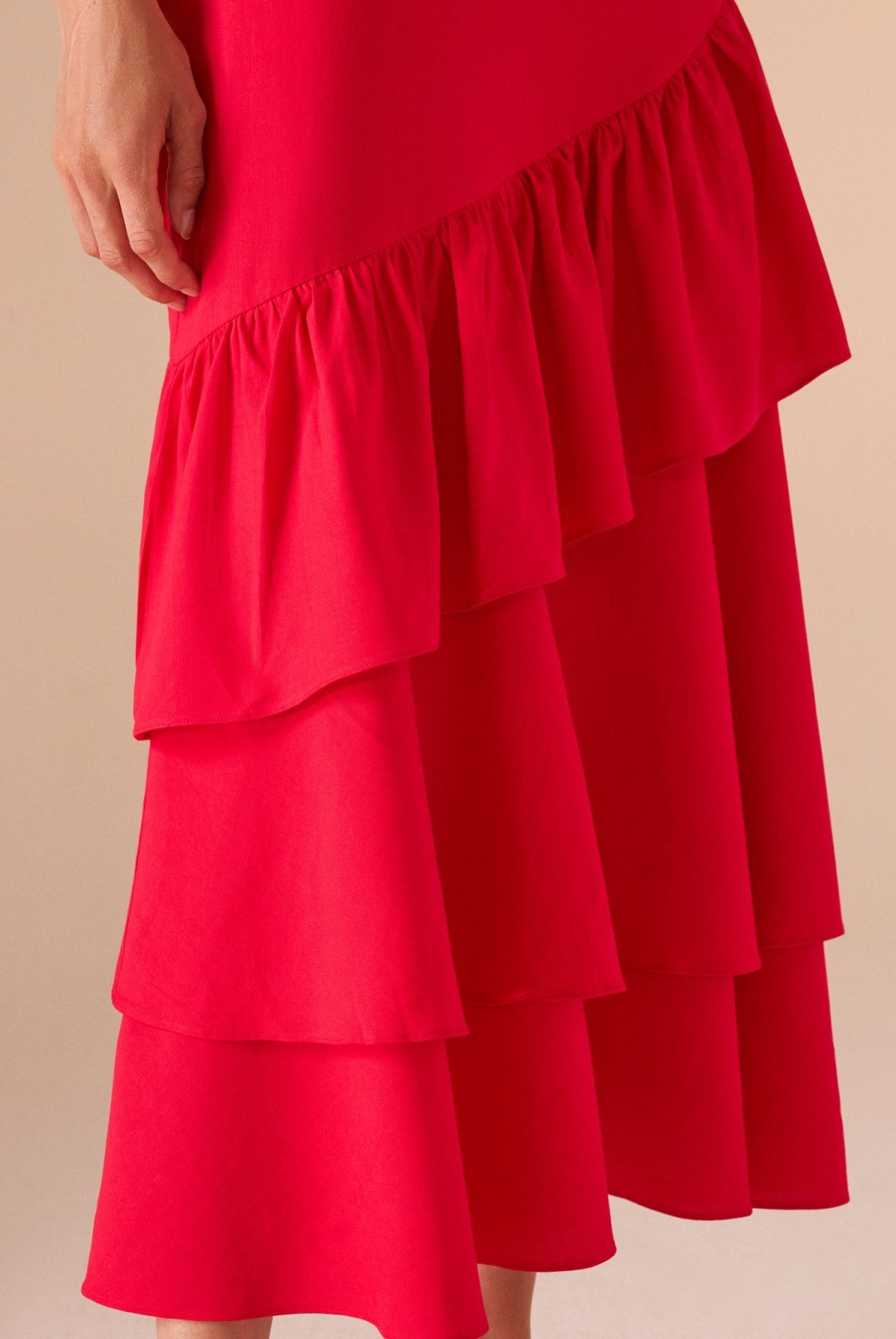 linen dress with ruffled skirt - shopaleena